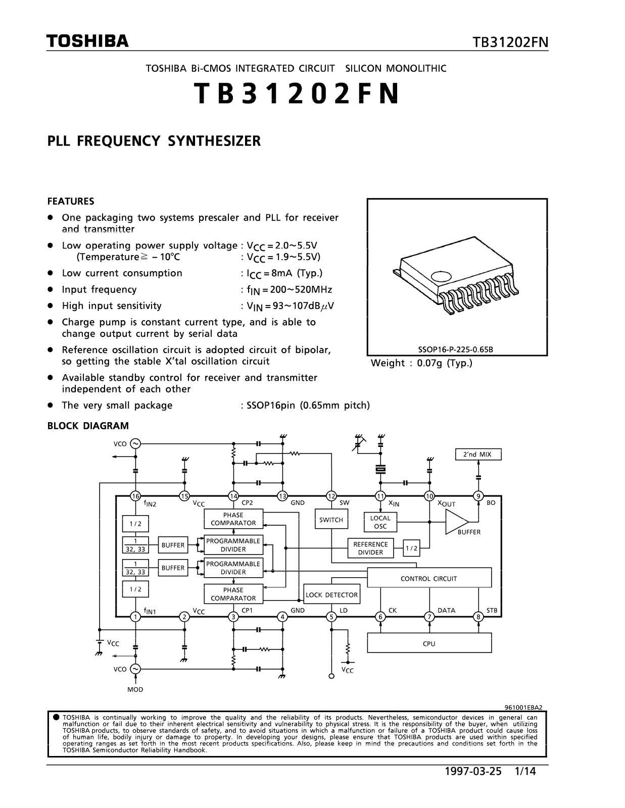 Datasheet TB31202FN Specification - ManualMachine.com