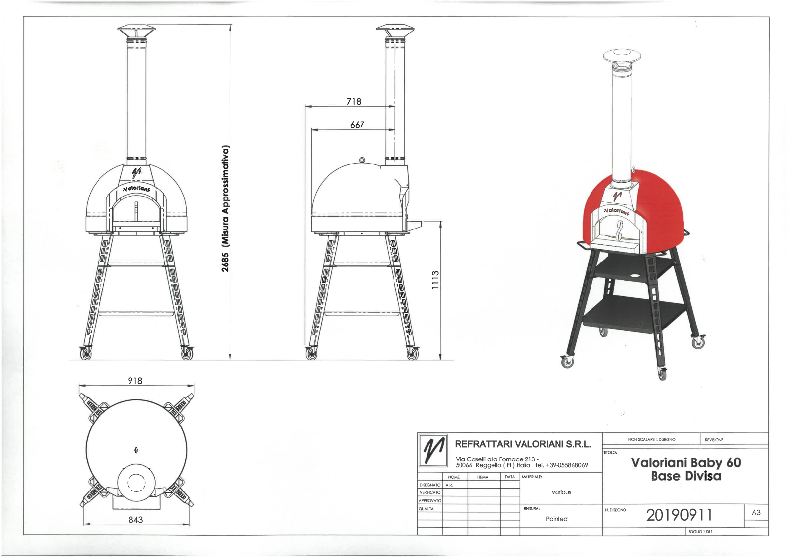 Valoriani Baby 60 Dimensions