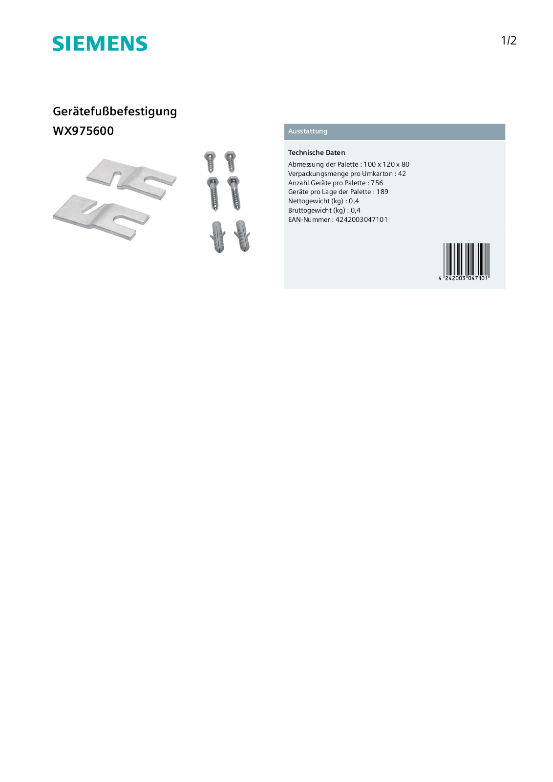 Siemens WX975600 User Manual