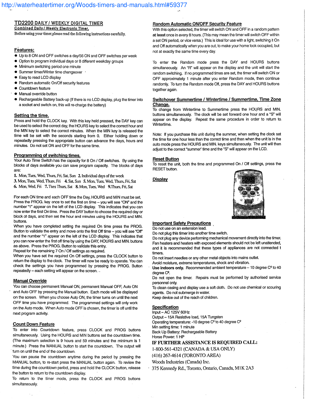 Woods TD2200 User guide - ManualMachine.com
