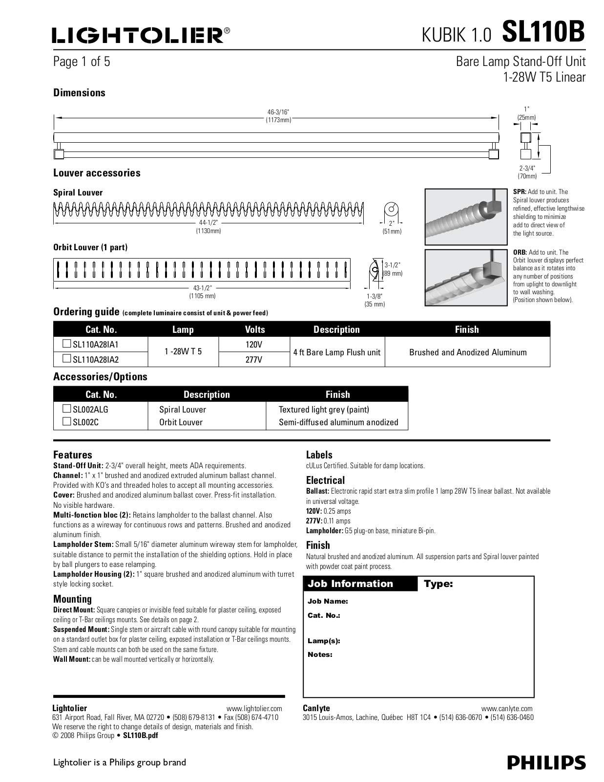 Lightolier SL110B User Manual