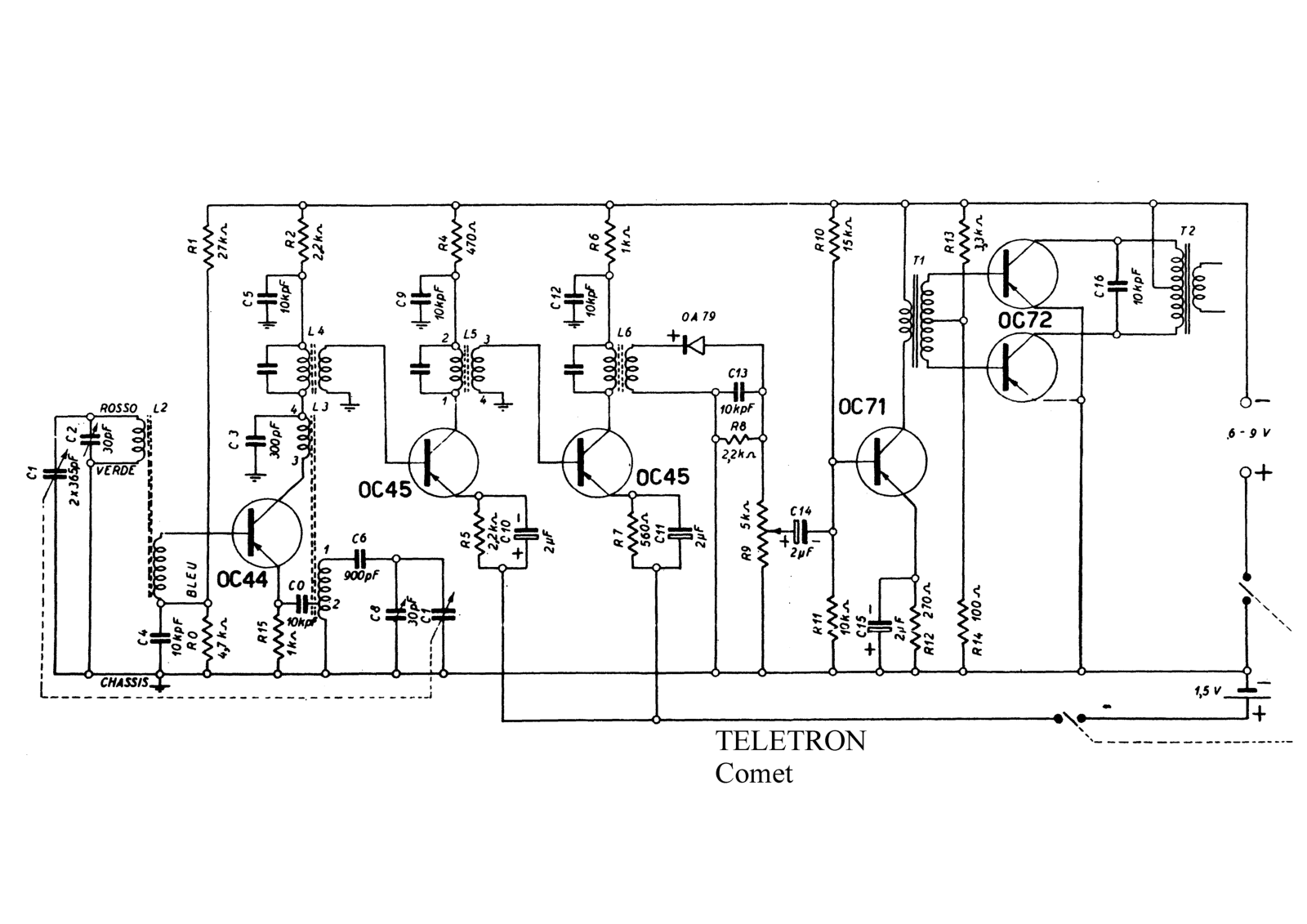 Teletron comet schematic