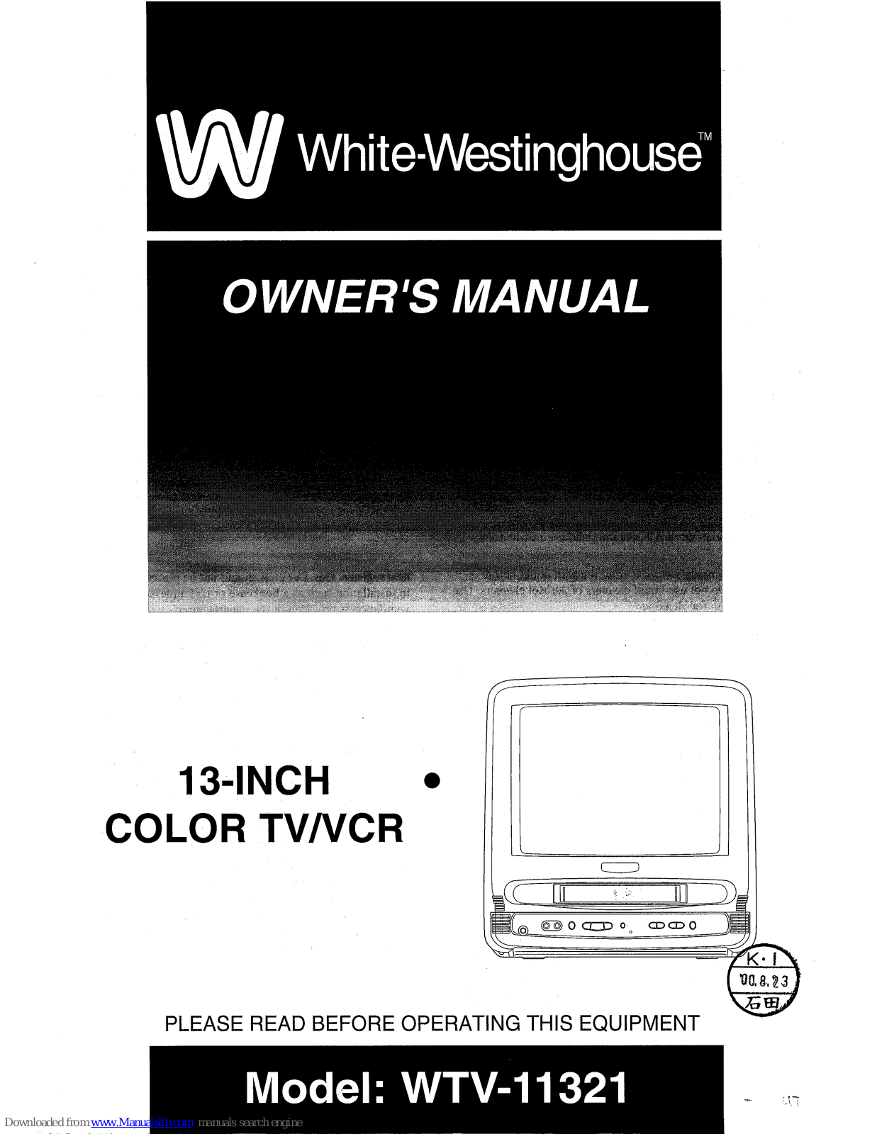 White-Westinghouse WTV-11321 Owner's Manual