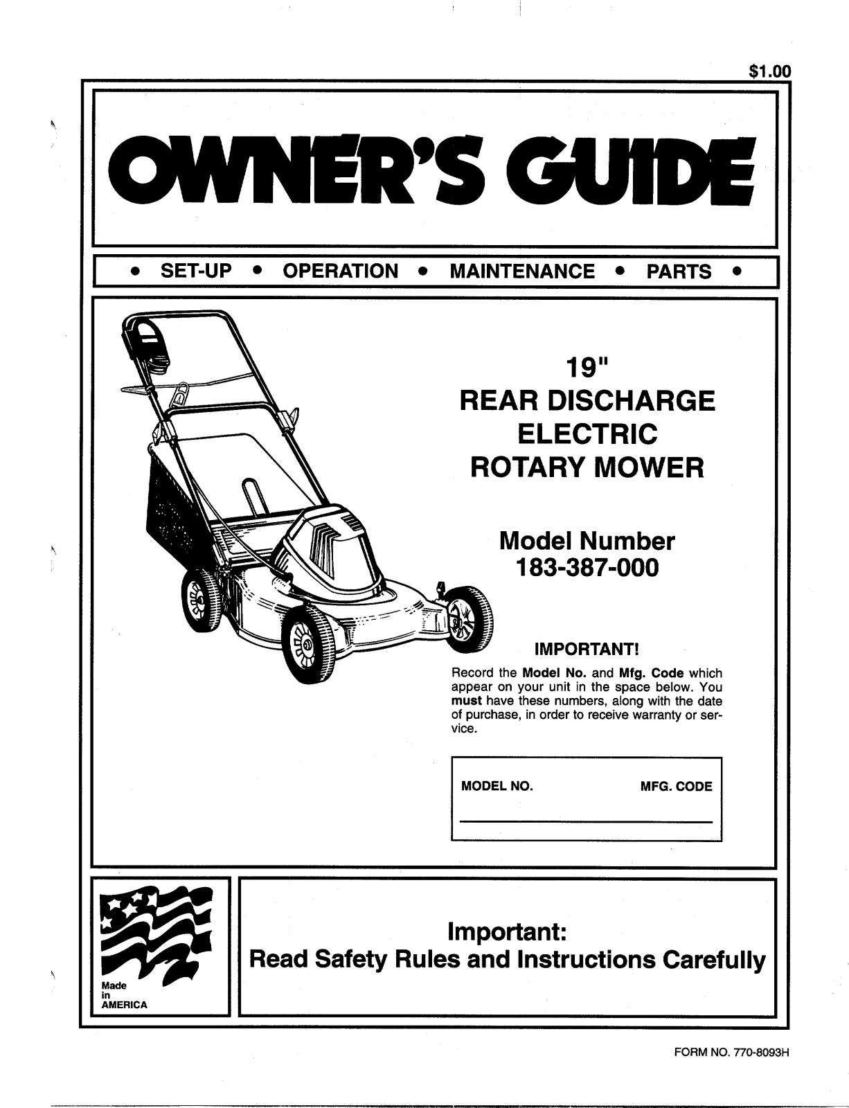 Bolens 183-387-000 User Manual