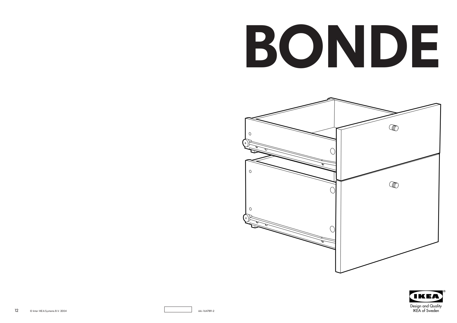 IKEA BONDE DRAWER 13 3-4  2PK Assembly Instruction