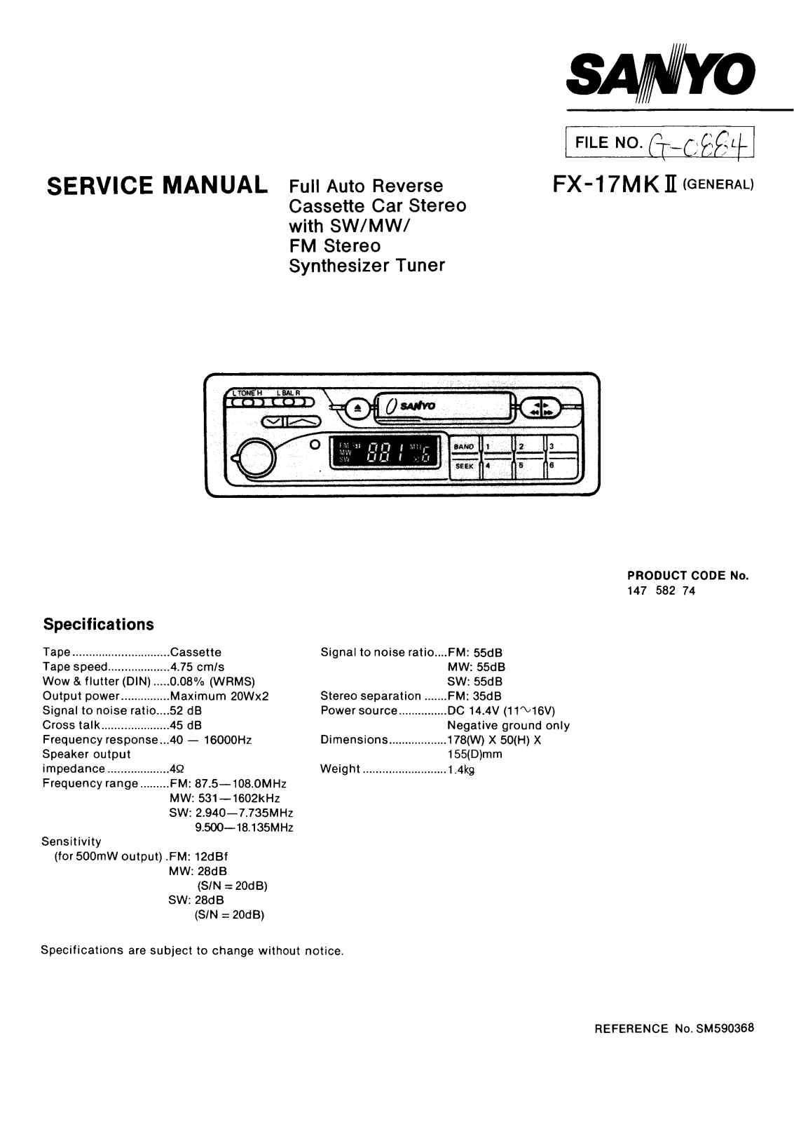 Sanyo FX-17MKII Service Manual