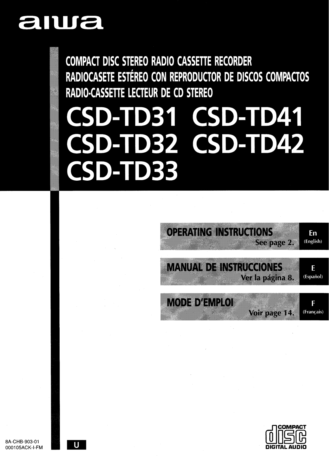 Sony CSDTD31, CSDTD32, CSDTD33, CSDTD41, CSDTD42 Operating Manual