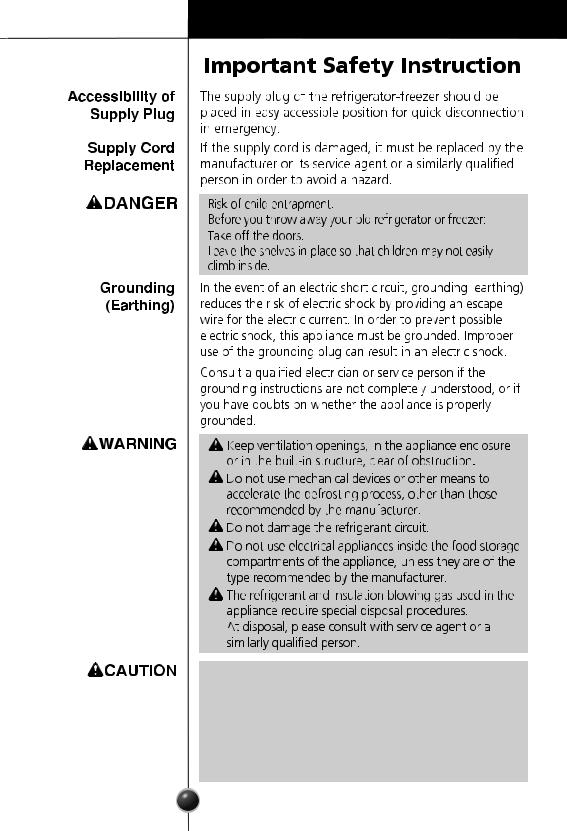 LG GR-181-CA, GR-181-FA User Manual