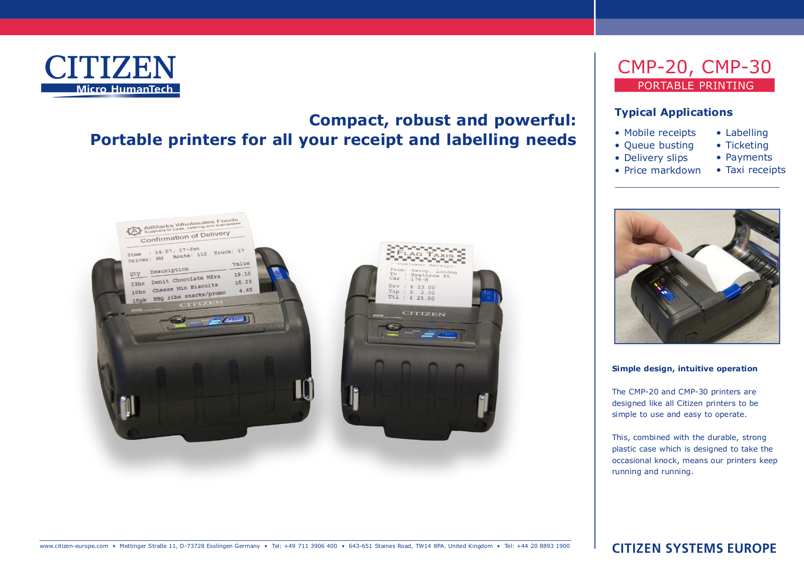 CITIZEN 1000825 Product Data Sheet