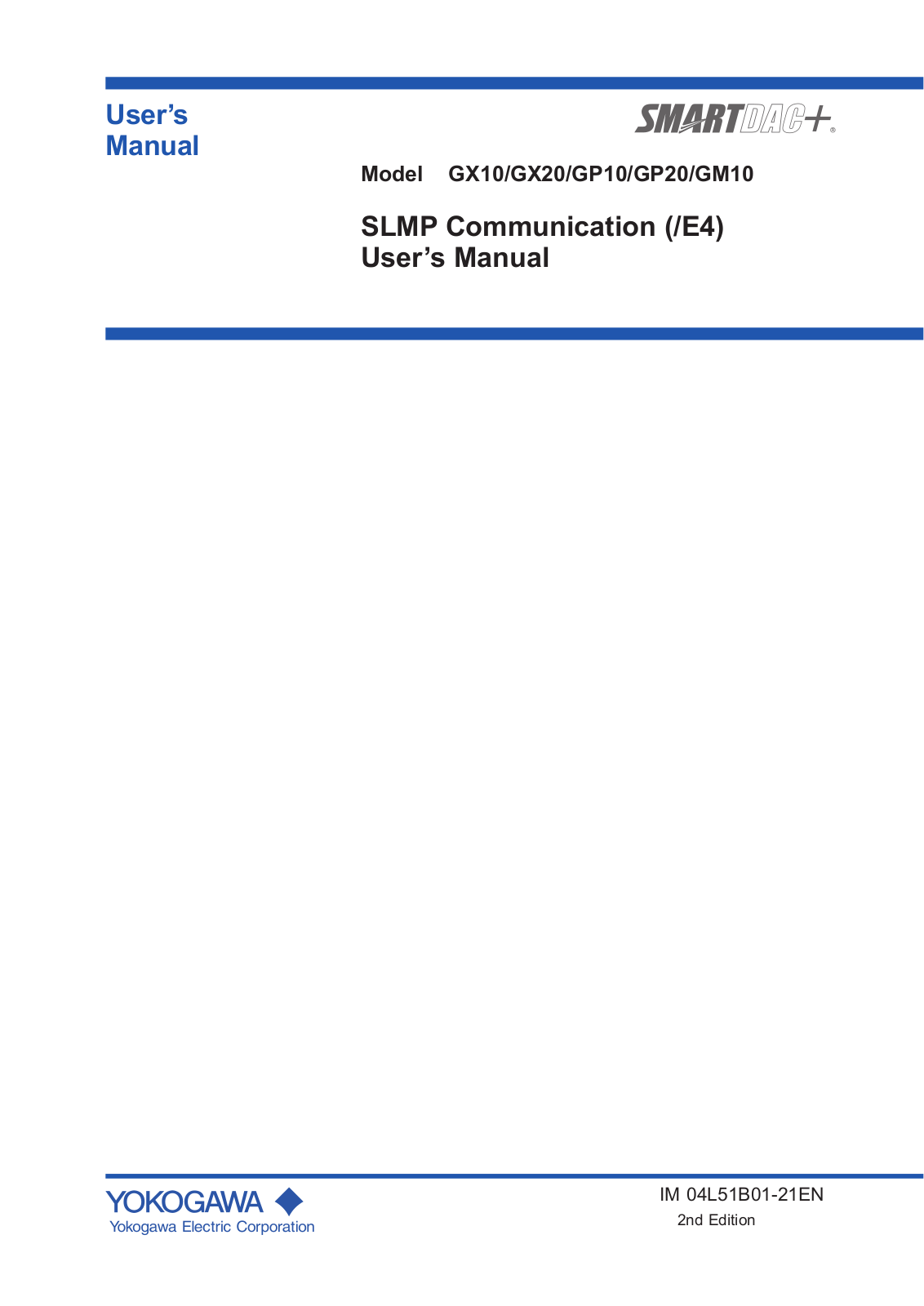 YOKOGAWA SMARTDAC+ GP20-1, SMARTDAC+ GX20, SMARTDAC+ GX20-1, SMARTDAC+ GM10-1, SMARTDAC+ GX20-2 User Manual