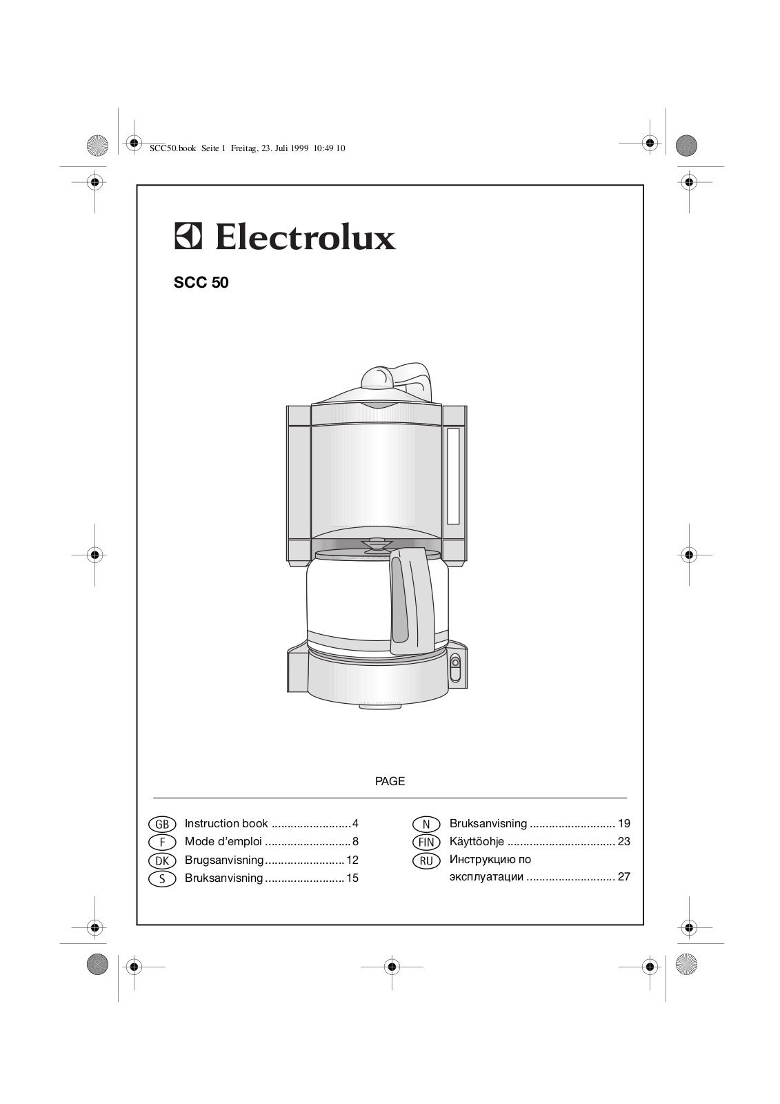 electrolux SCC50 Instruction book