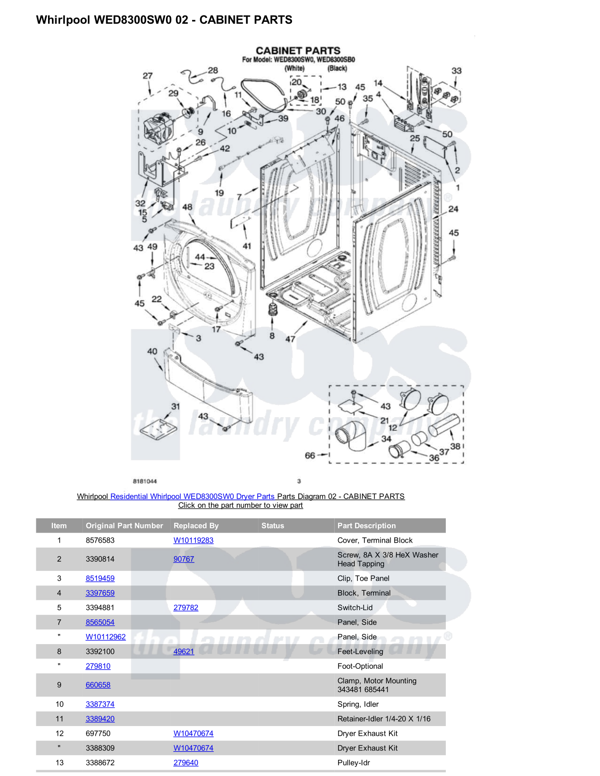 Whirlpool WED8300SW0 Parts Diagram