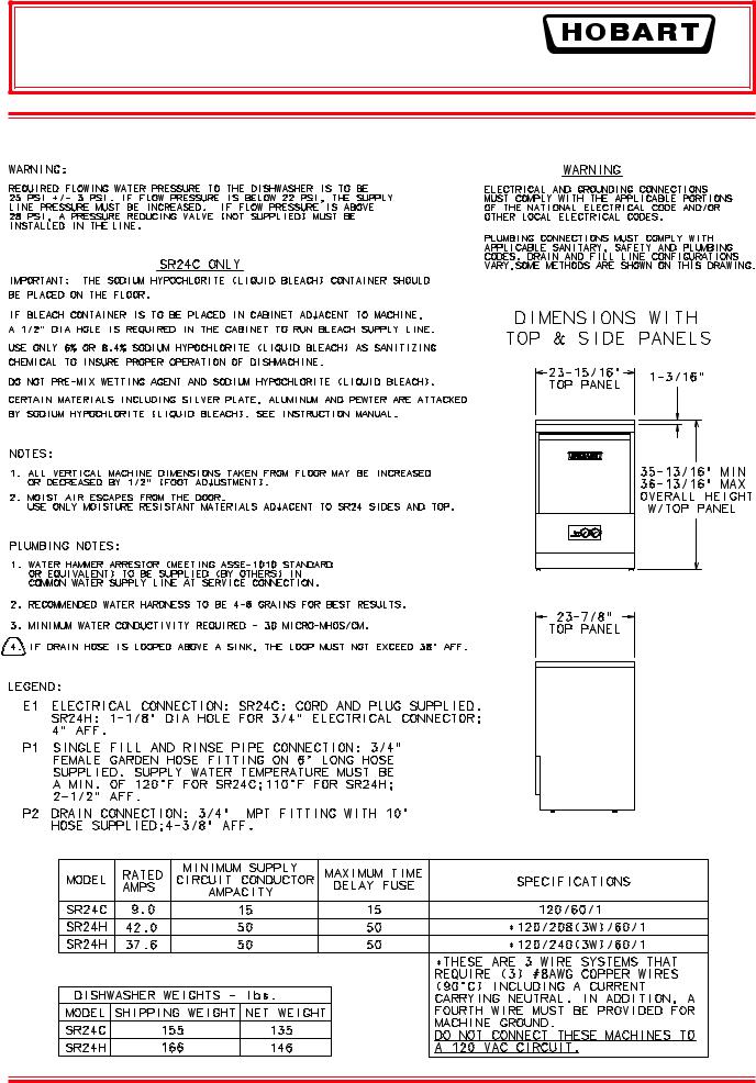 Hobart SR24C User Manual