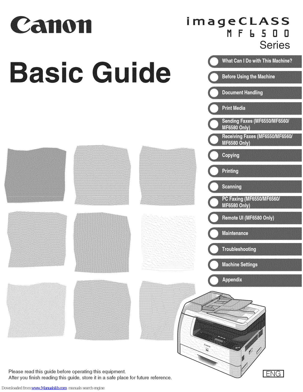 Canon imageCLASS MF6500 Series, imageCLASS MF6550, imageCLASS MF6560, imageCLASS MF6580 Basic Manual - ManualMachine.com