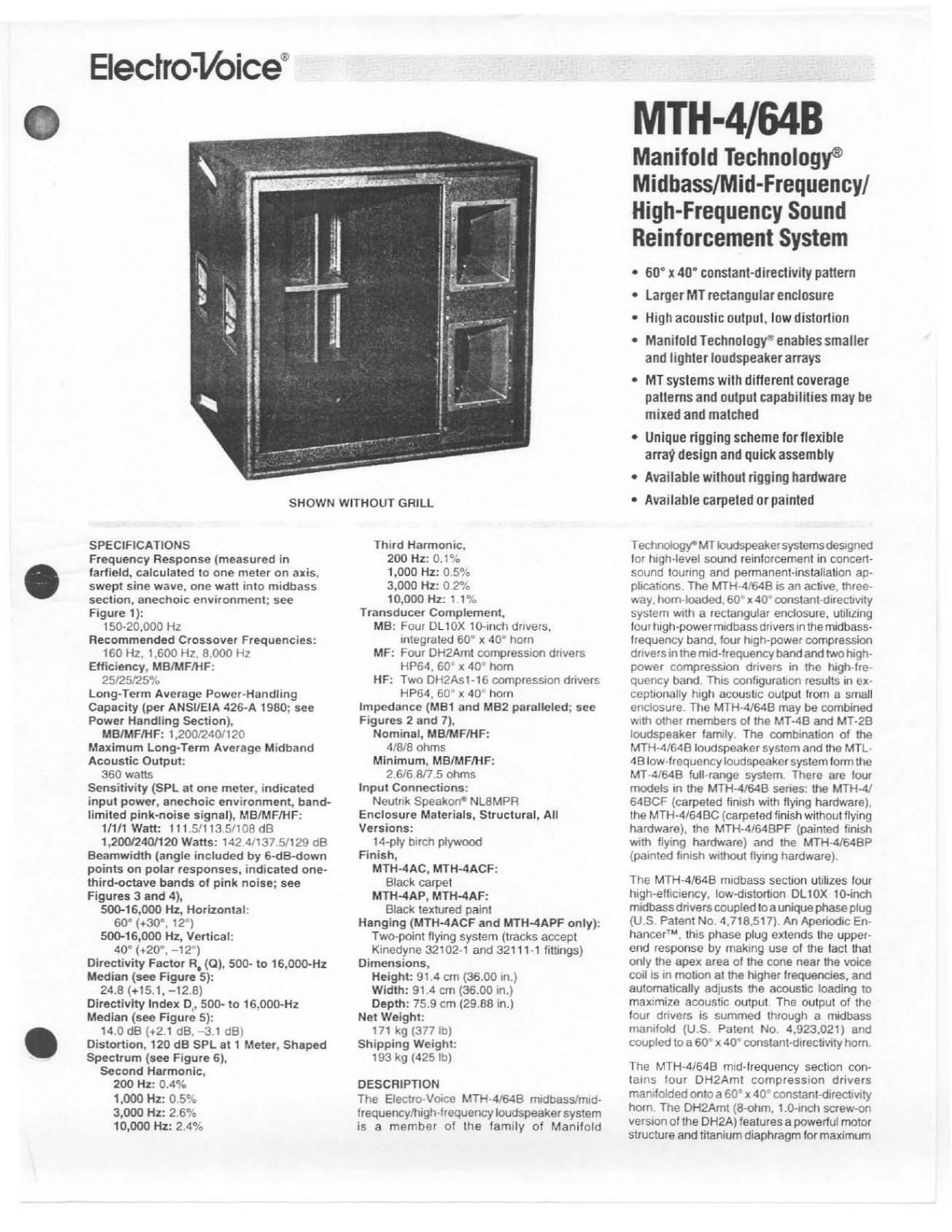 Electro-Voice MTH-4-64B User Manual