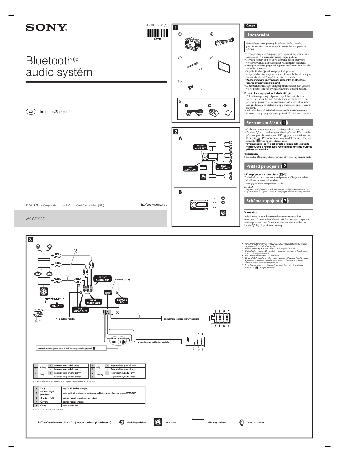 Sony WX-GT90BT User manual