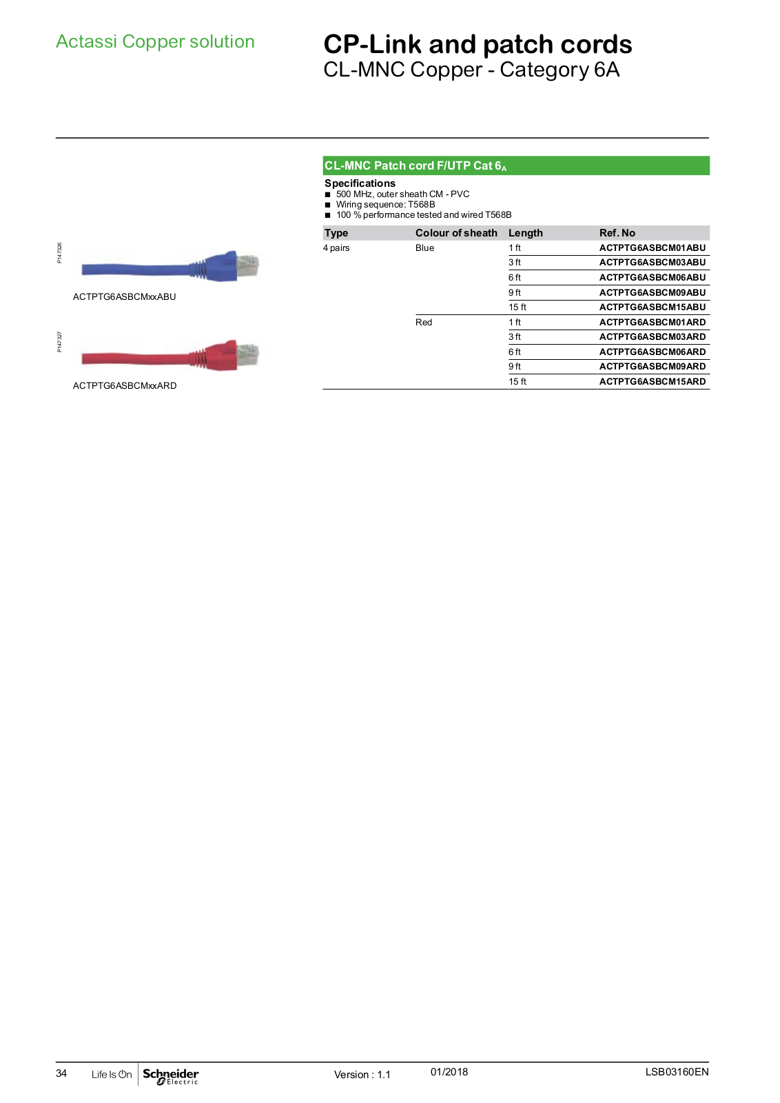 Schneider Electric CL-MNC Copper - Category 6A Catalog Page