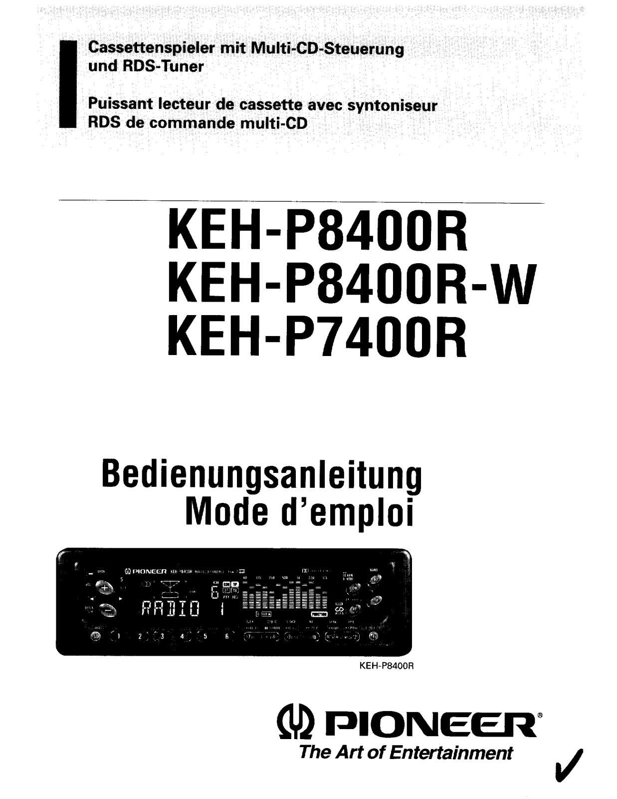 PIONEER KEH-P8400R, KEH-P8400R-W User Manual