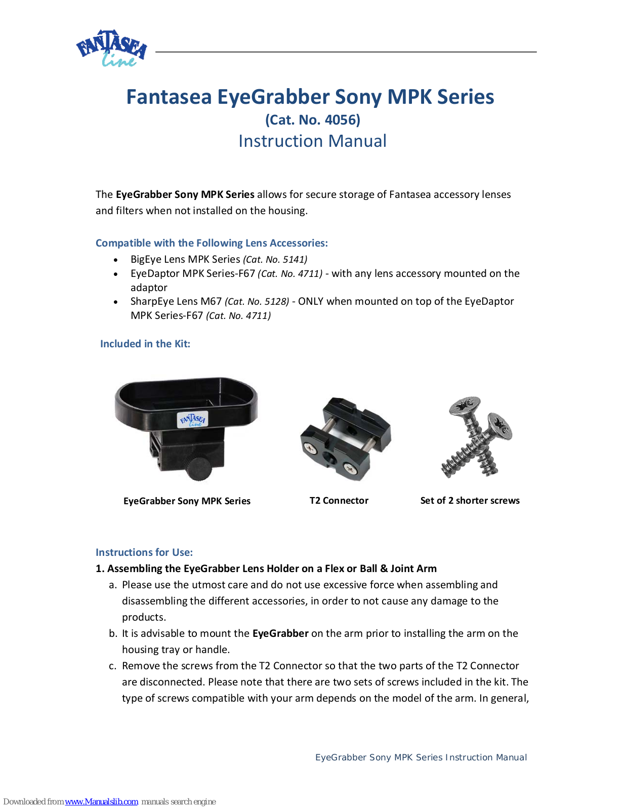 Fantasea EyeGrabber MPK Series, EyeGrabber Sony MPK Series Instruction Manual