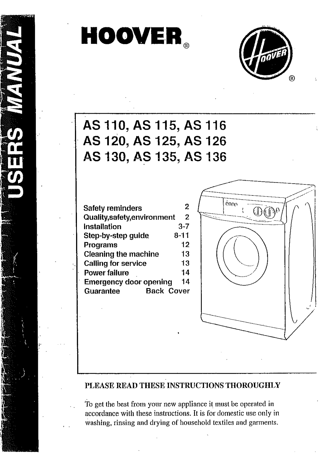 Hoover AS135, AS136, AS130, AS126, AS125 User Manual