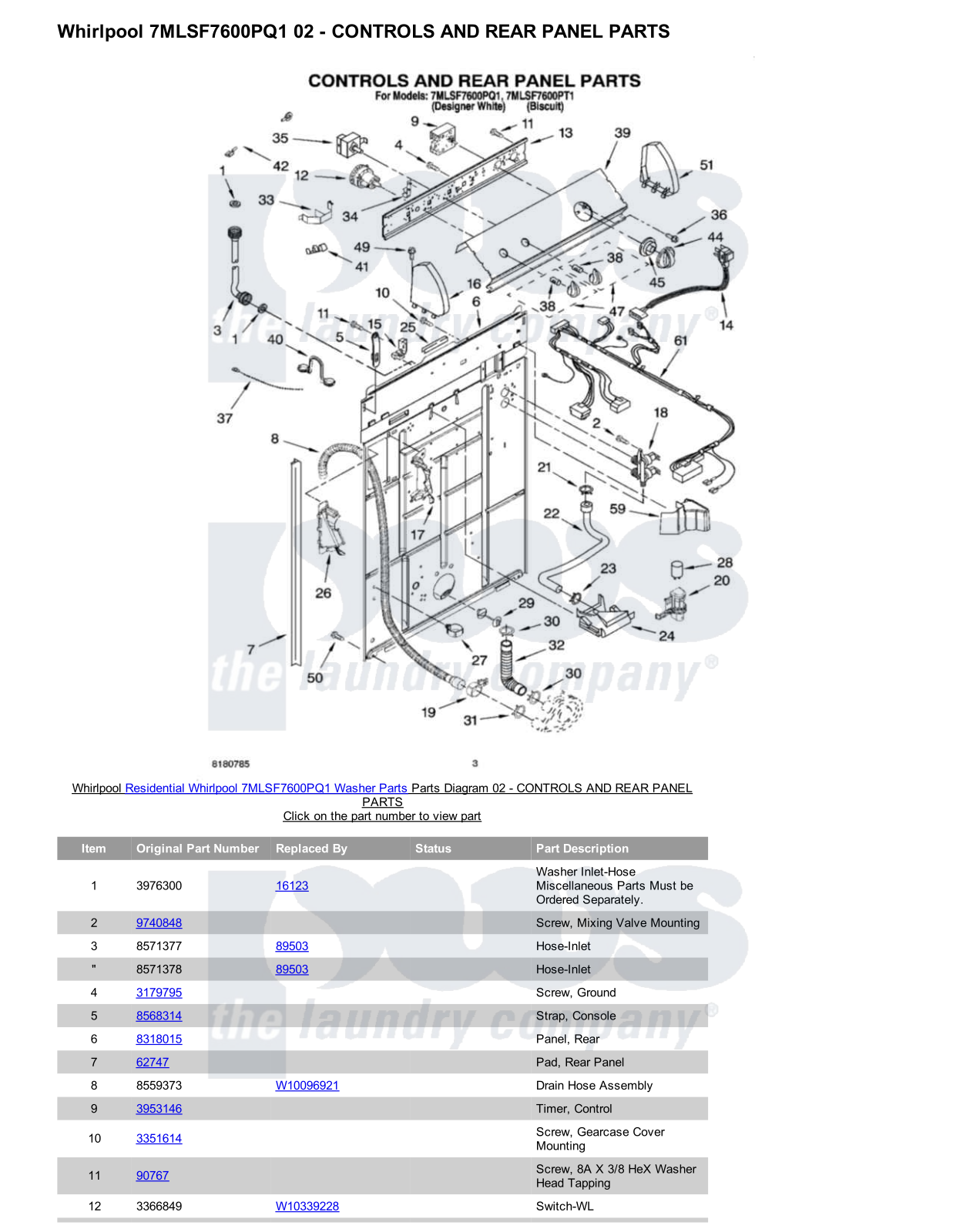 Whirlpool 7MLSF7600PQ1 Parts Diagram