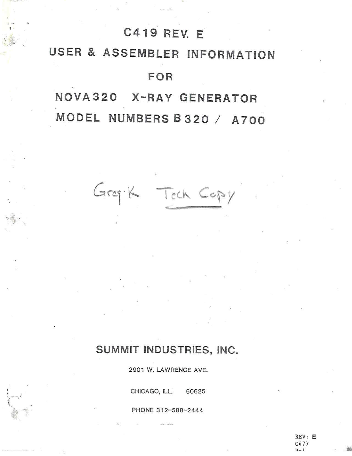 Summit Nova 320 Service manual