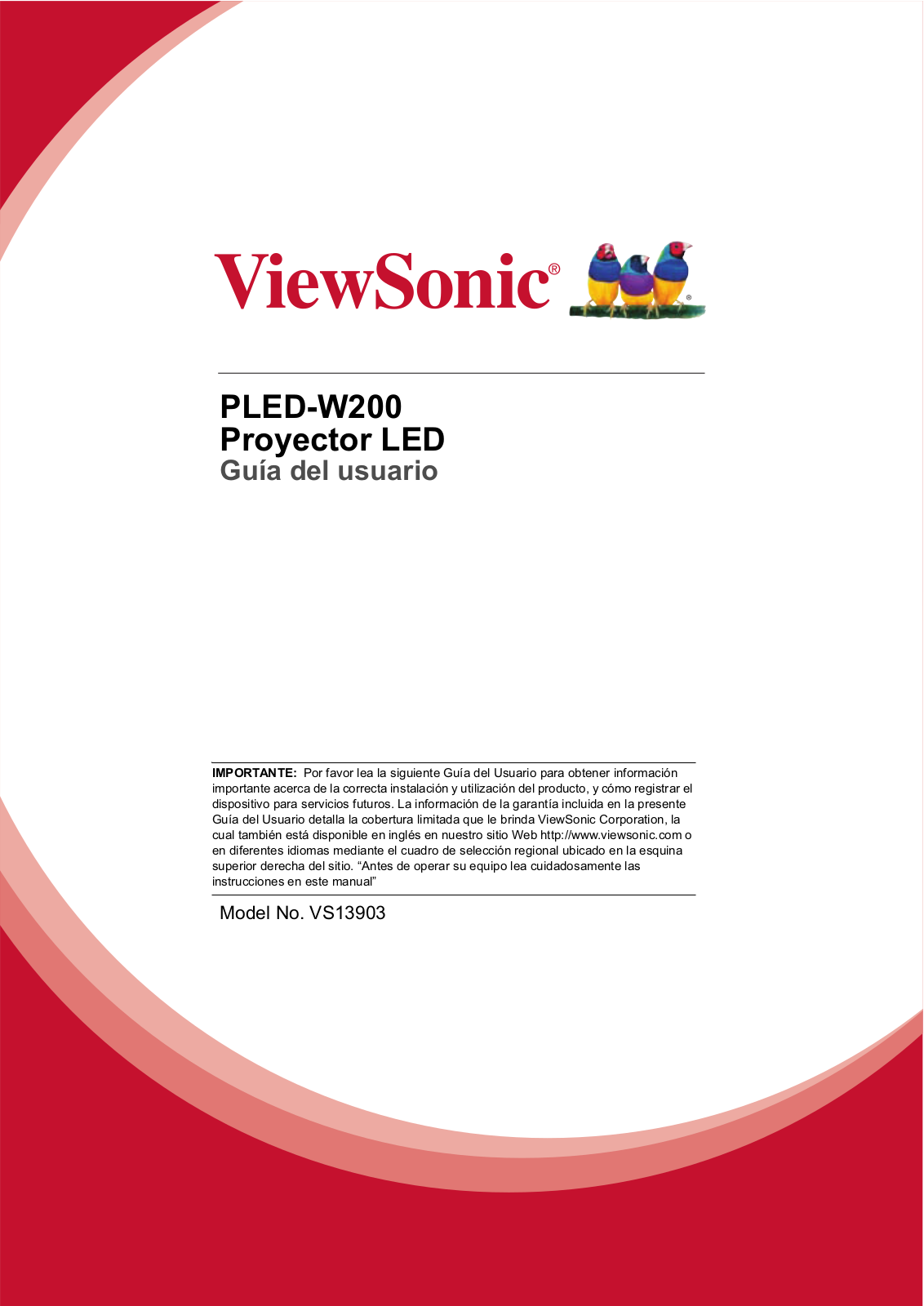 Viewsonic PLED-W200 User Manual