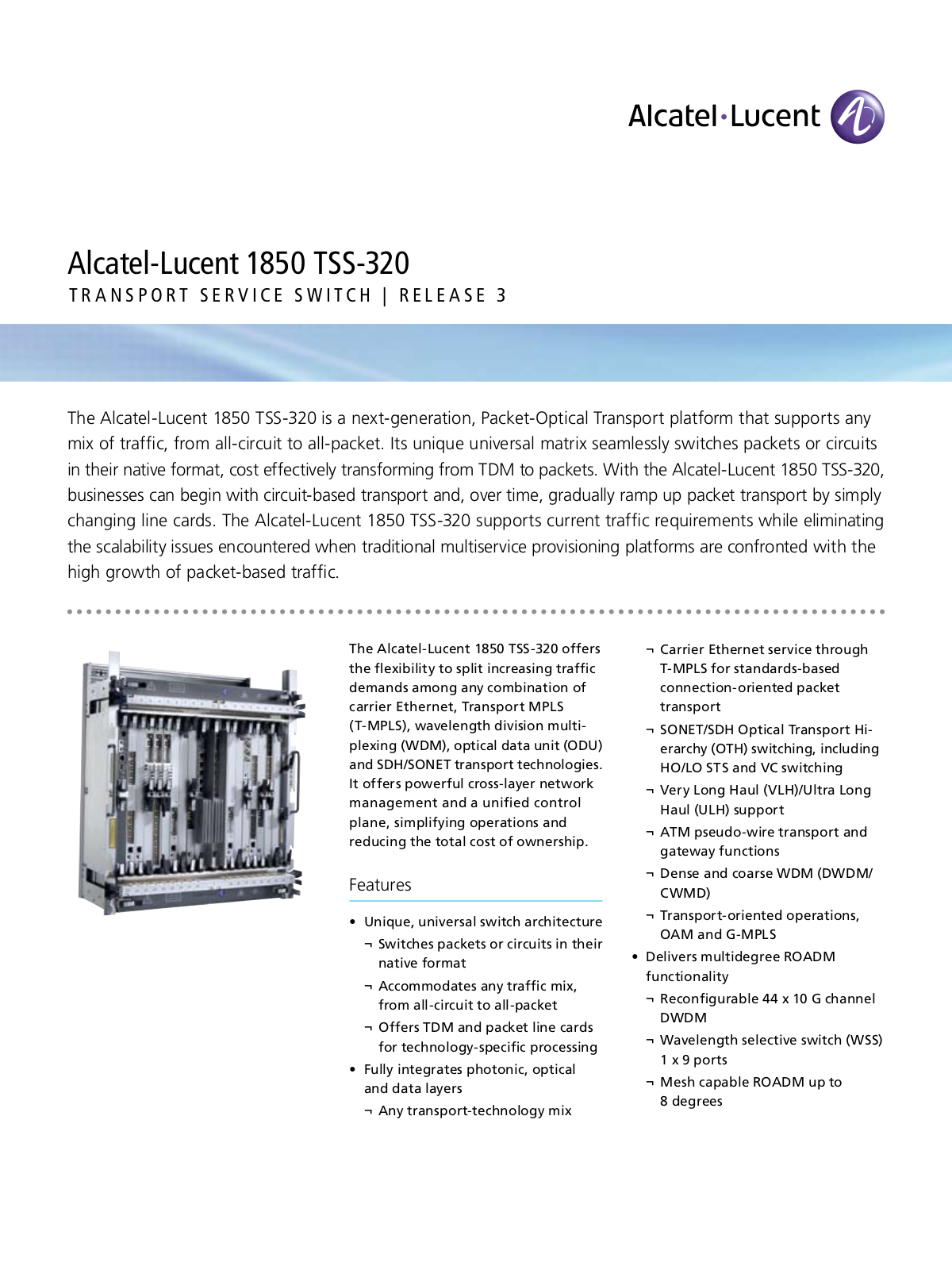 Alcatel-Lucent 1850 TSS-320 User Manual