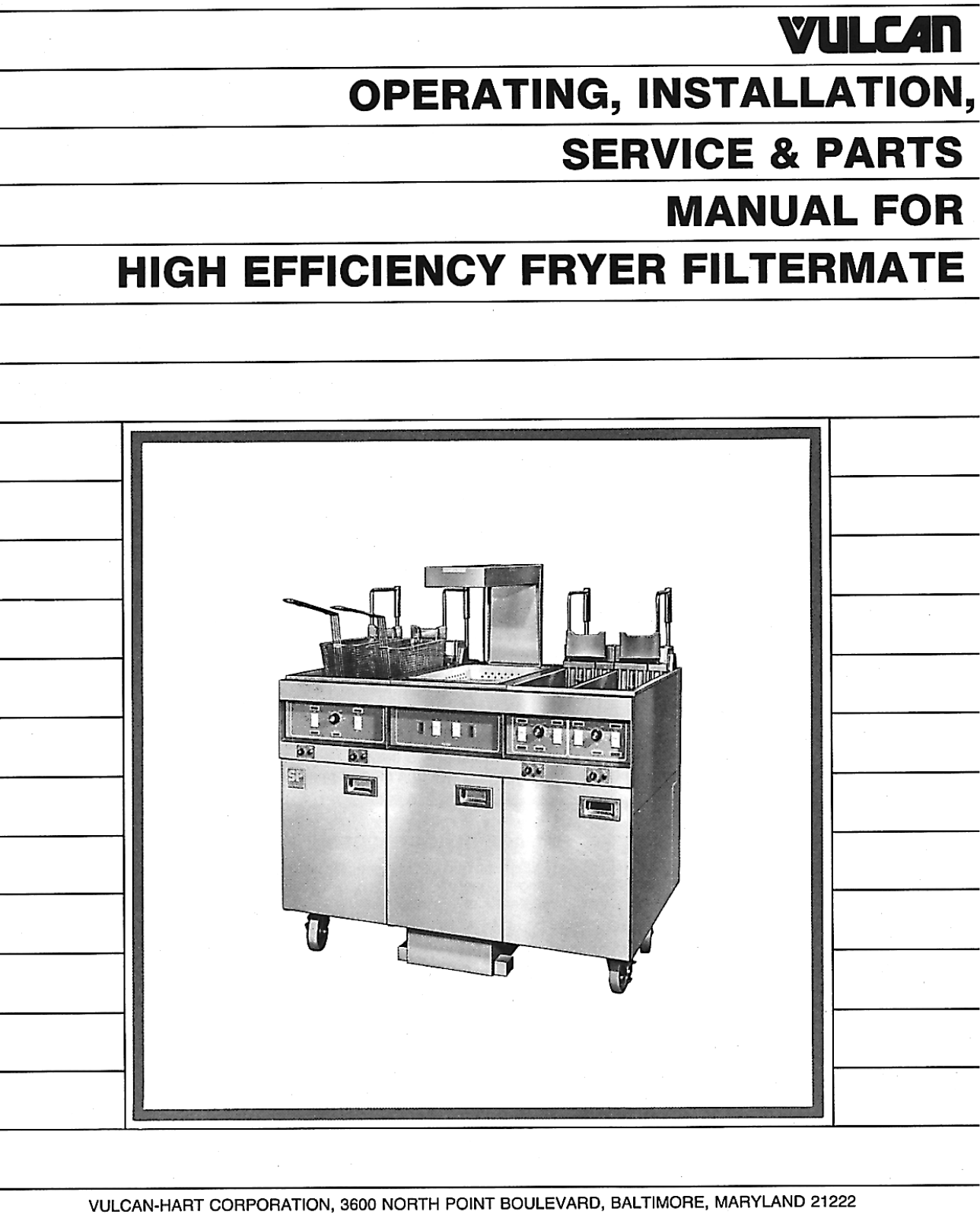 Vulcan Hart Fryer Filtermate Service Manual