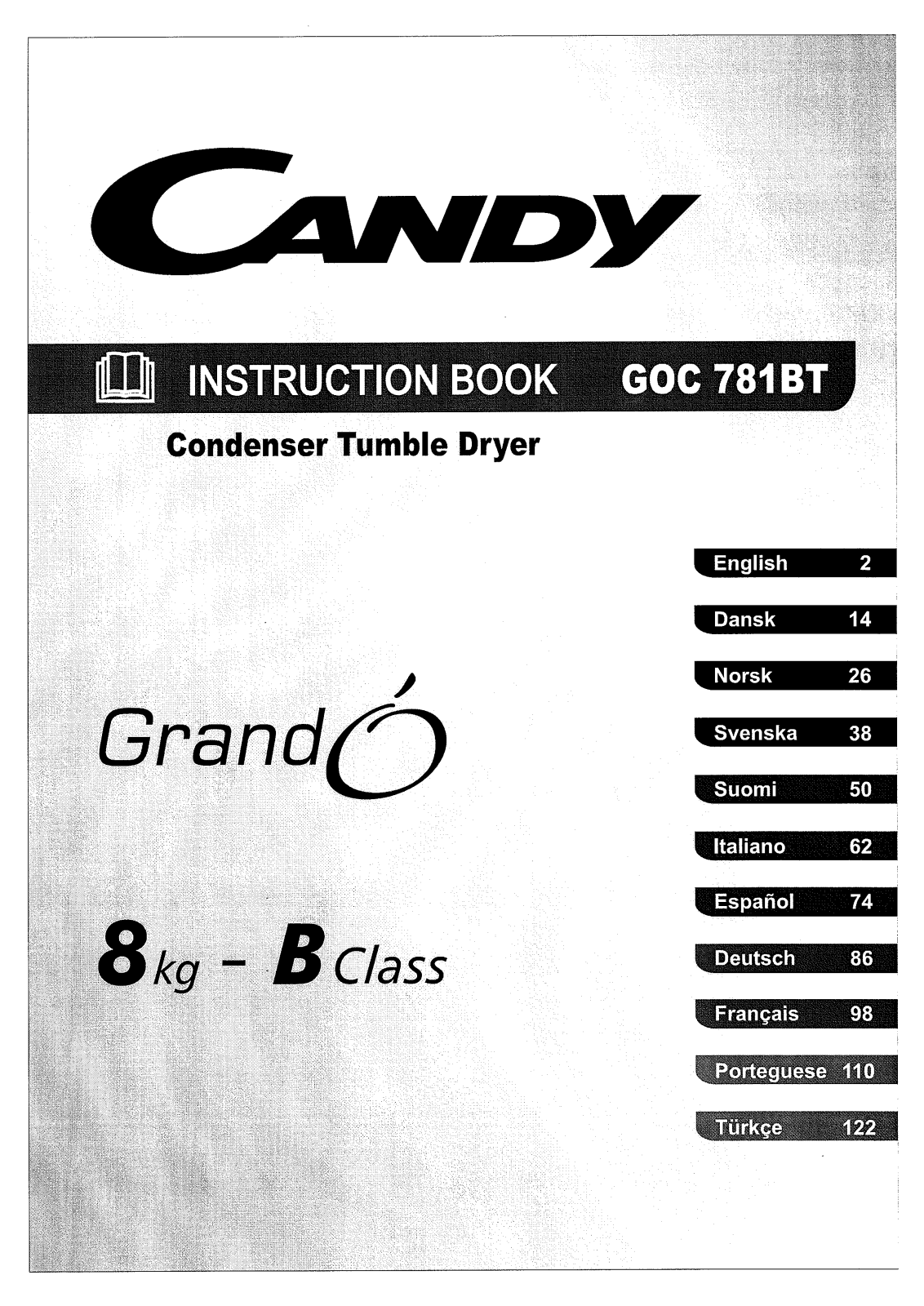 Candy GOC 781BT, GOC 781B Manual
