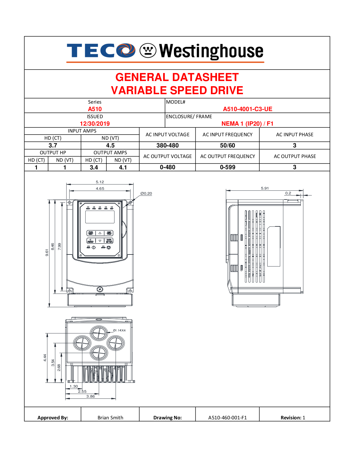 Teco A510-4001-C3-UE Data Sheet