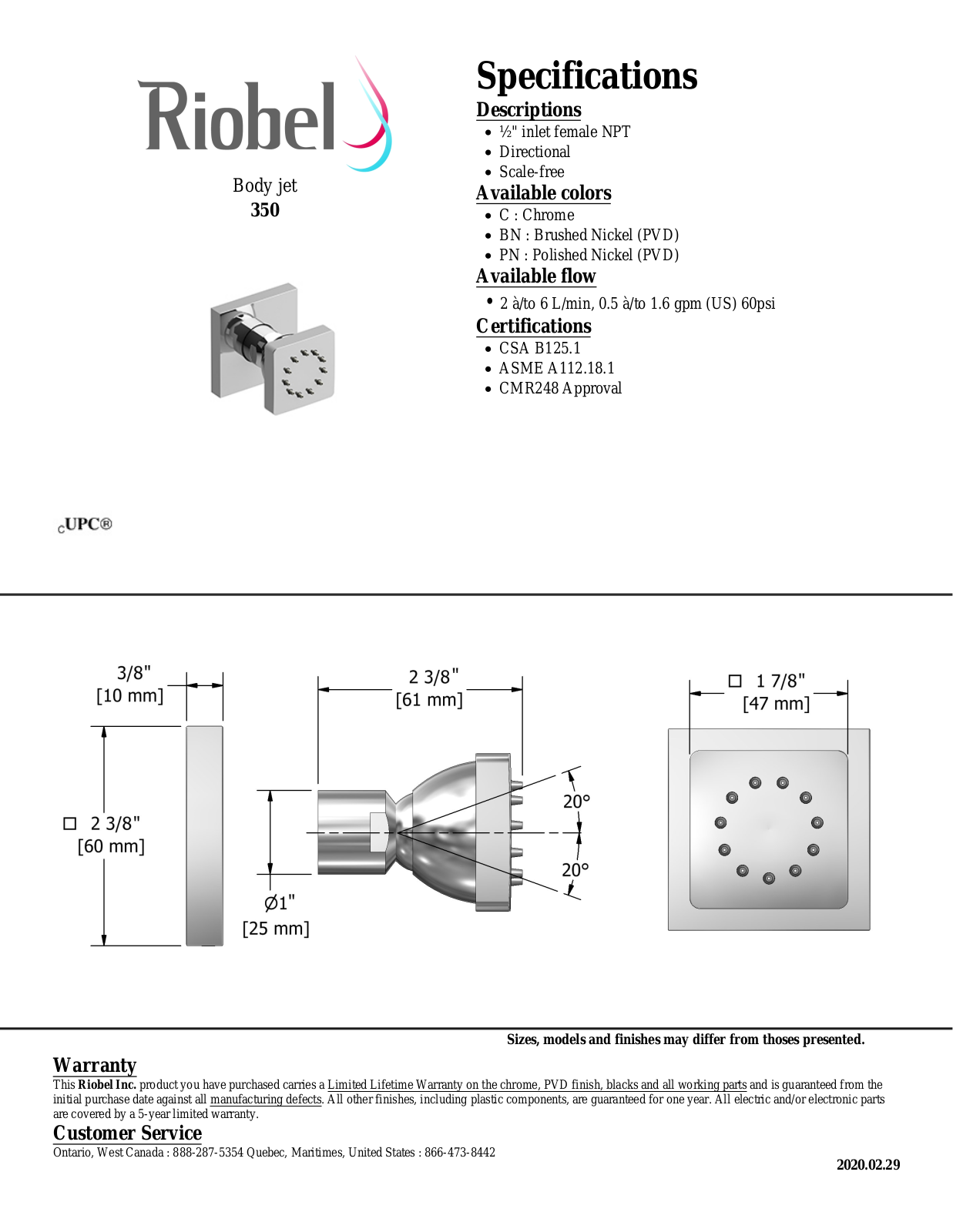 Riobel 350PN Specifications - ManualMachine.com