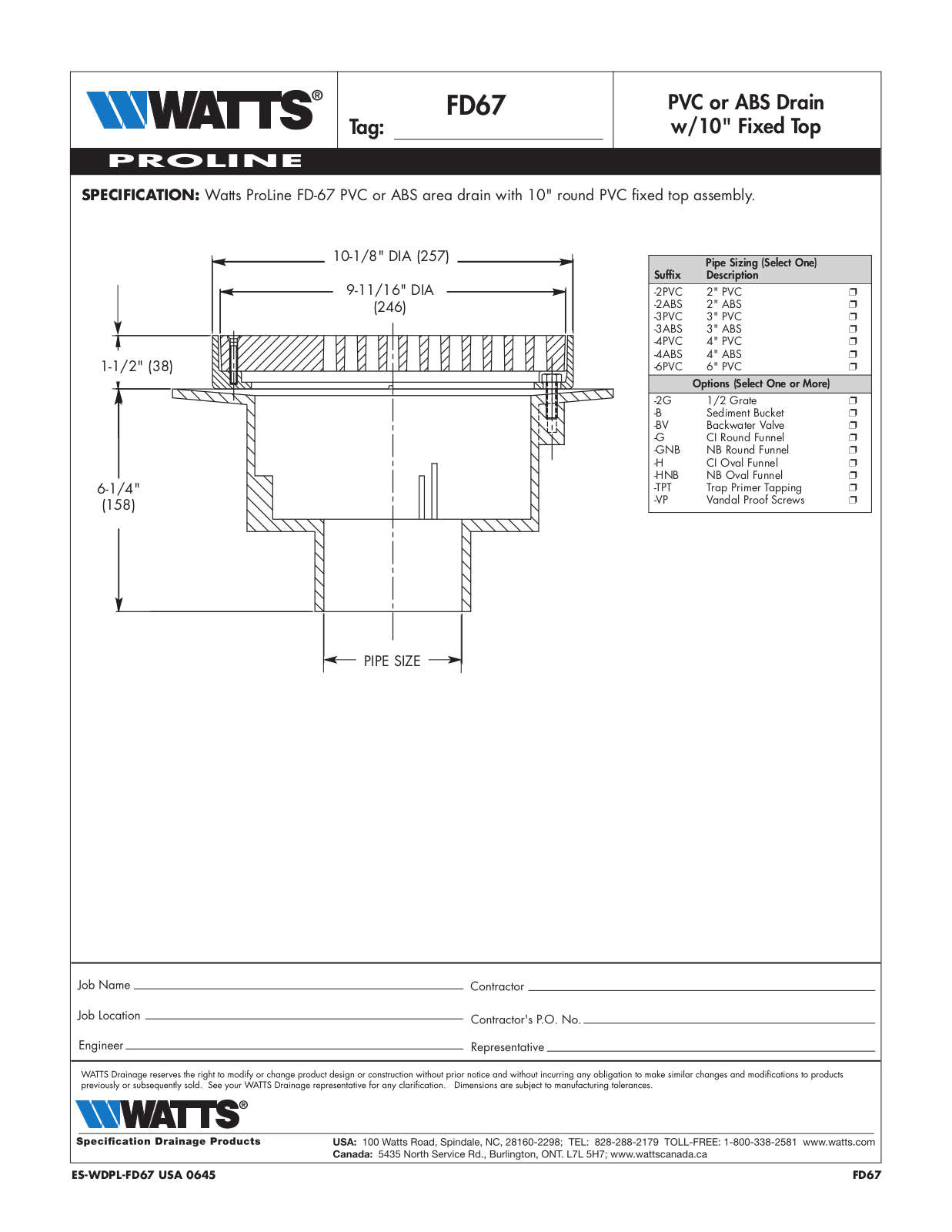 Watts FD67 User Manual