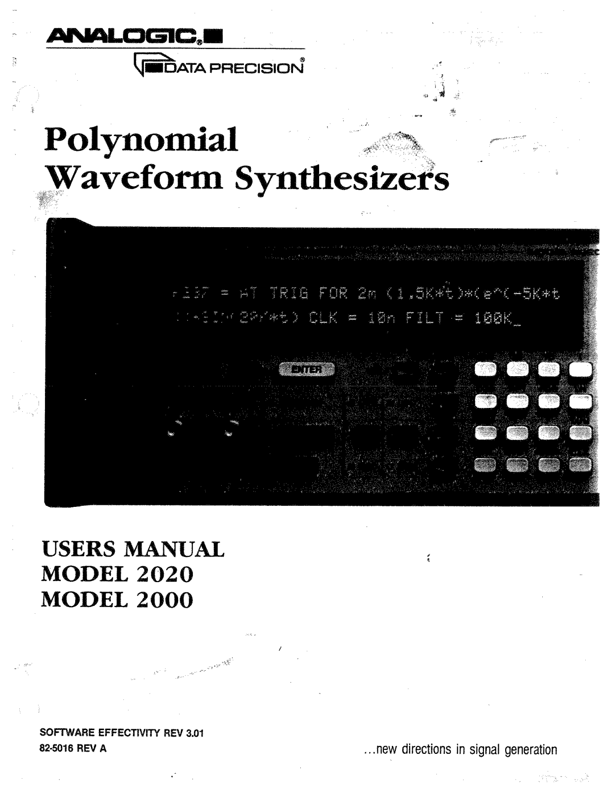 Analogic 2020, 2000 User Manual - ManualMachine.com