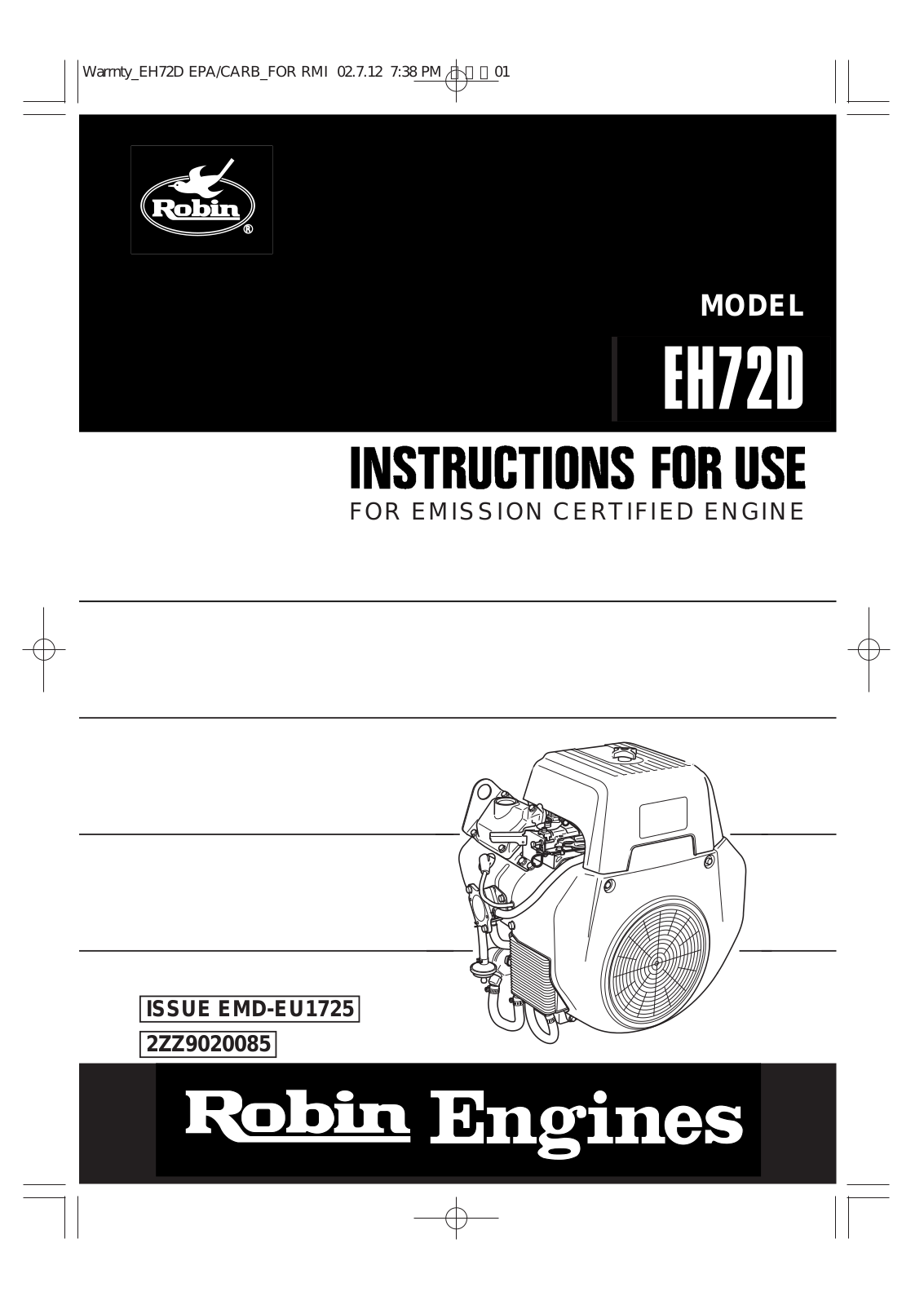 Subaru Robin Power Products eh72 User Manual