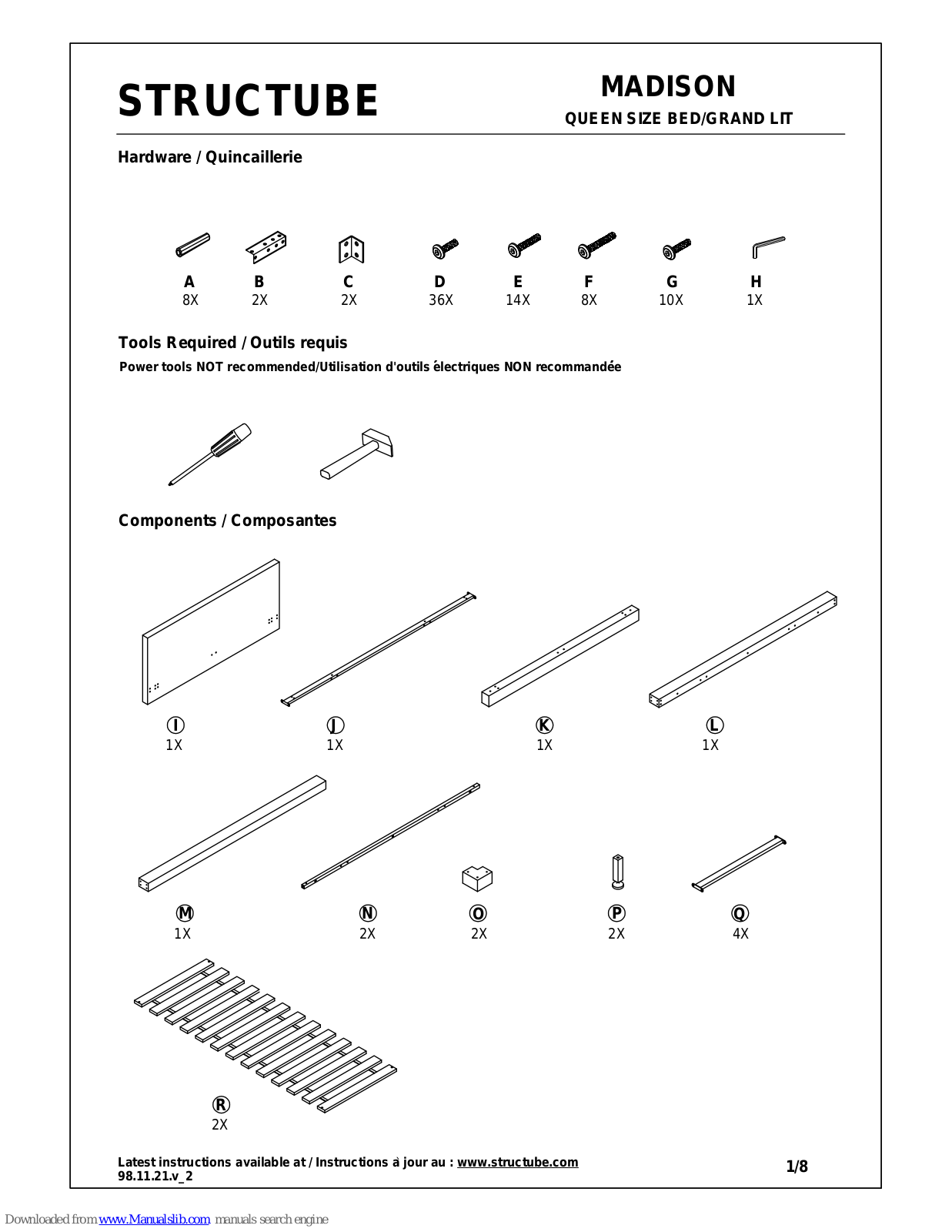 STRUCTUBE Madison Assembly Instructions Manual