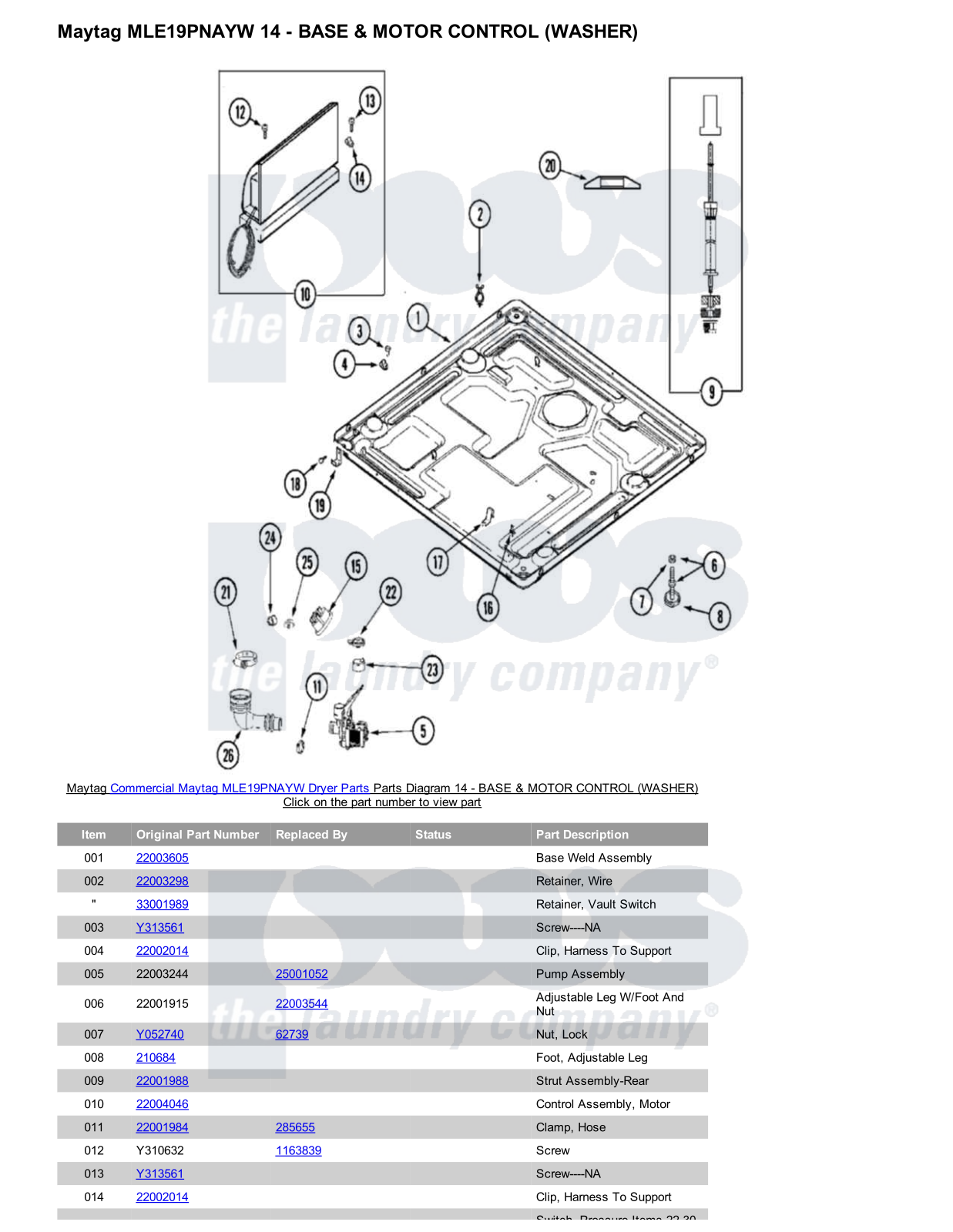 Maytag MLE19PNAYW Parts Diagram