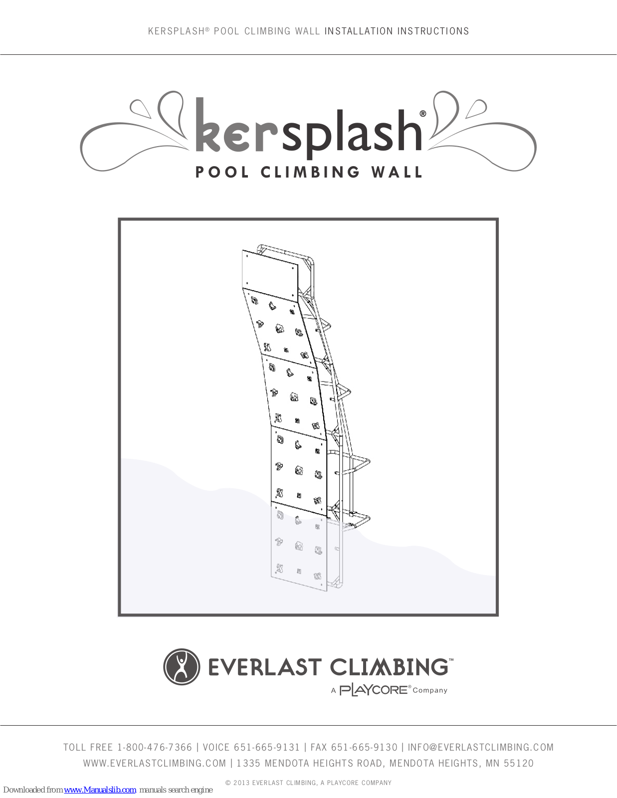 EVERLAST CLIMBING KERSPLASH Installation Instructions Manual