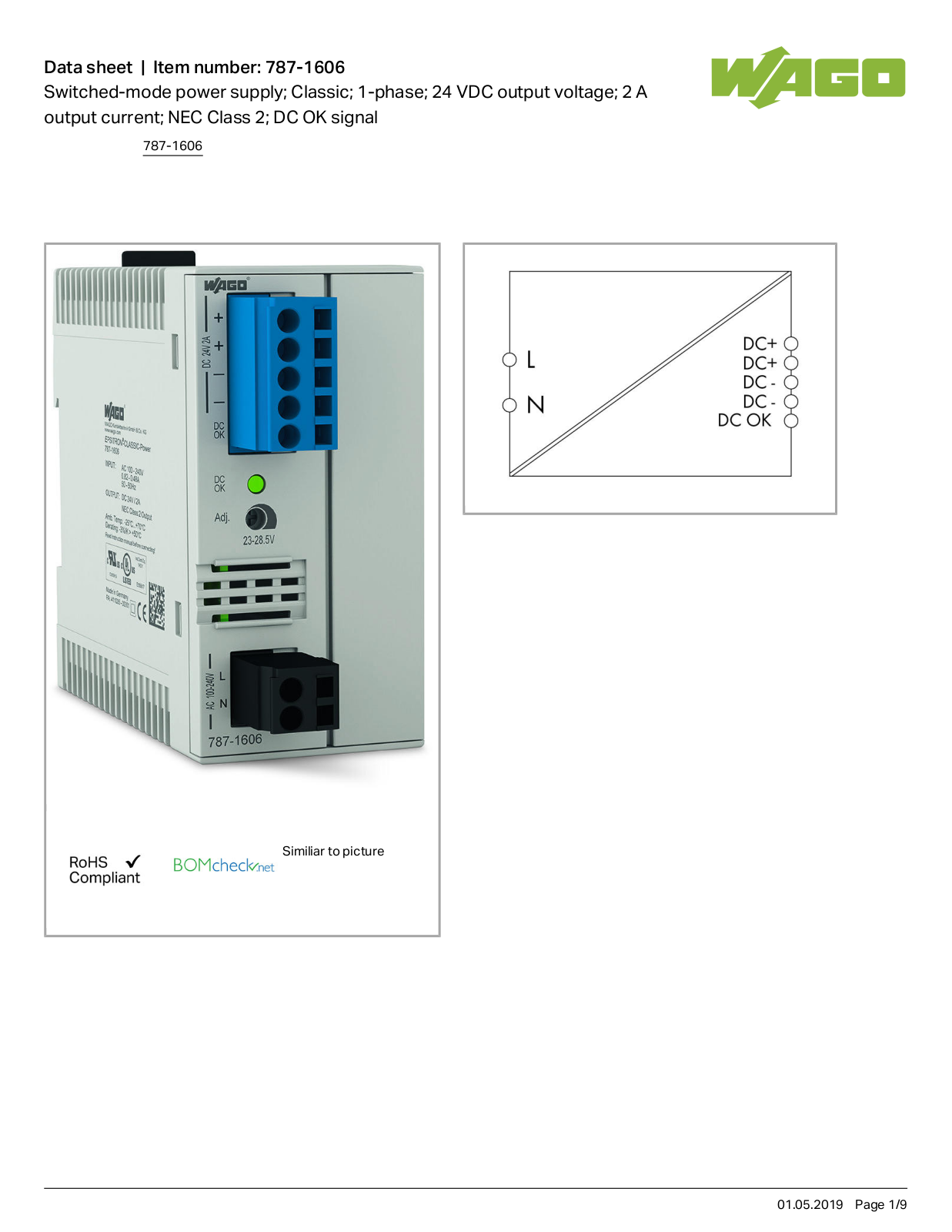 Wago 787-1606 Data Sheet