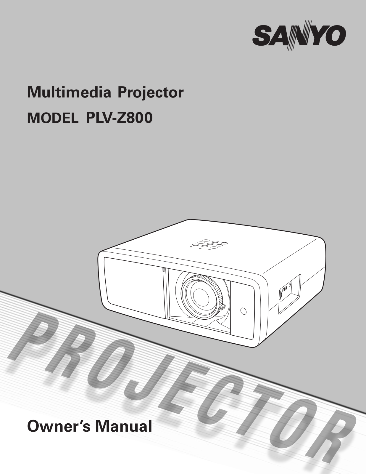 SANYO PLV-Z800 User Manual