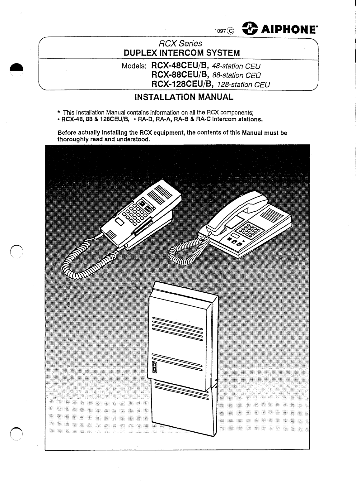 Aiphone RCX INSTALLATION INSTRUCTIONS