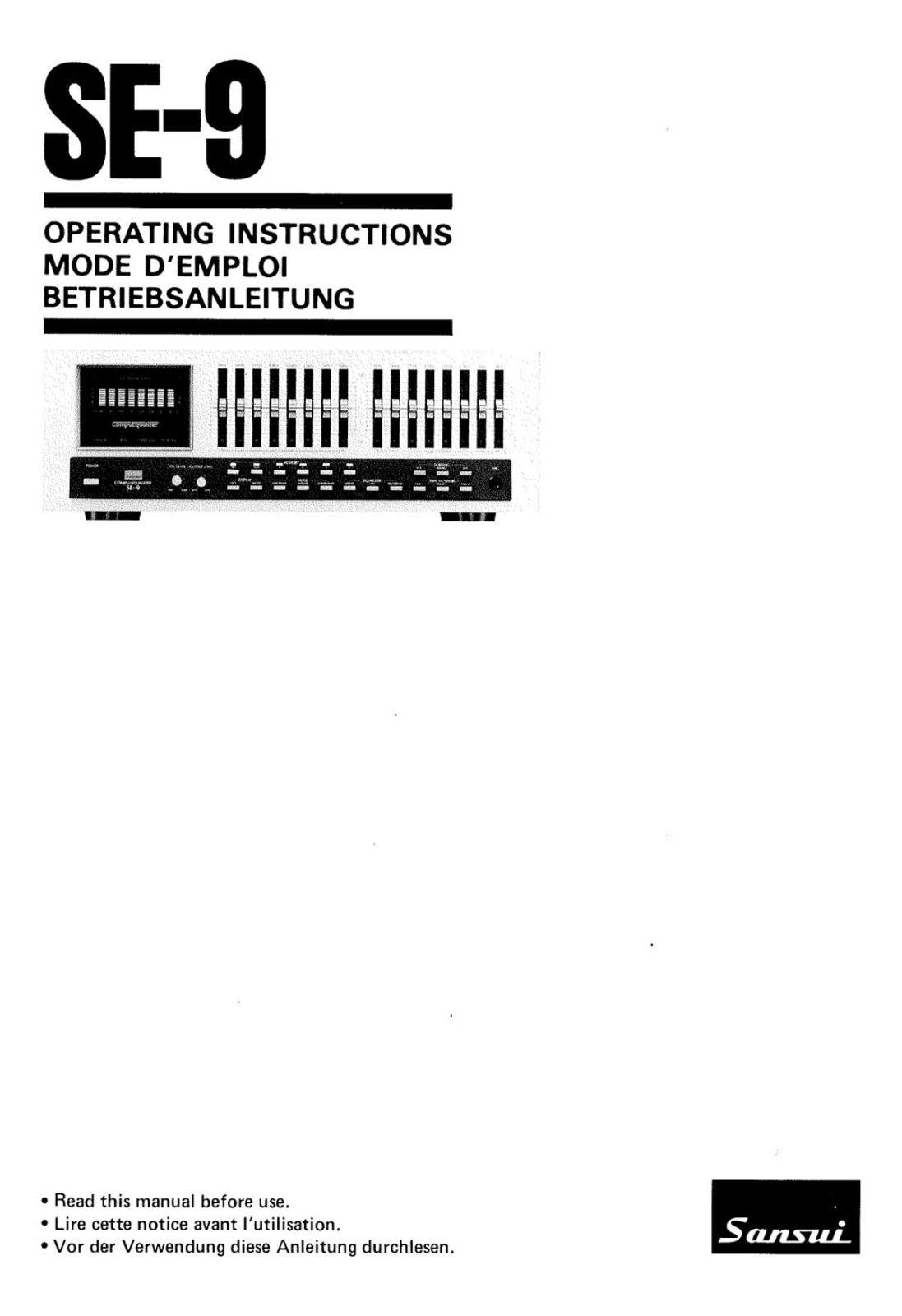 Sansui SE-9 Owners manual