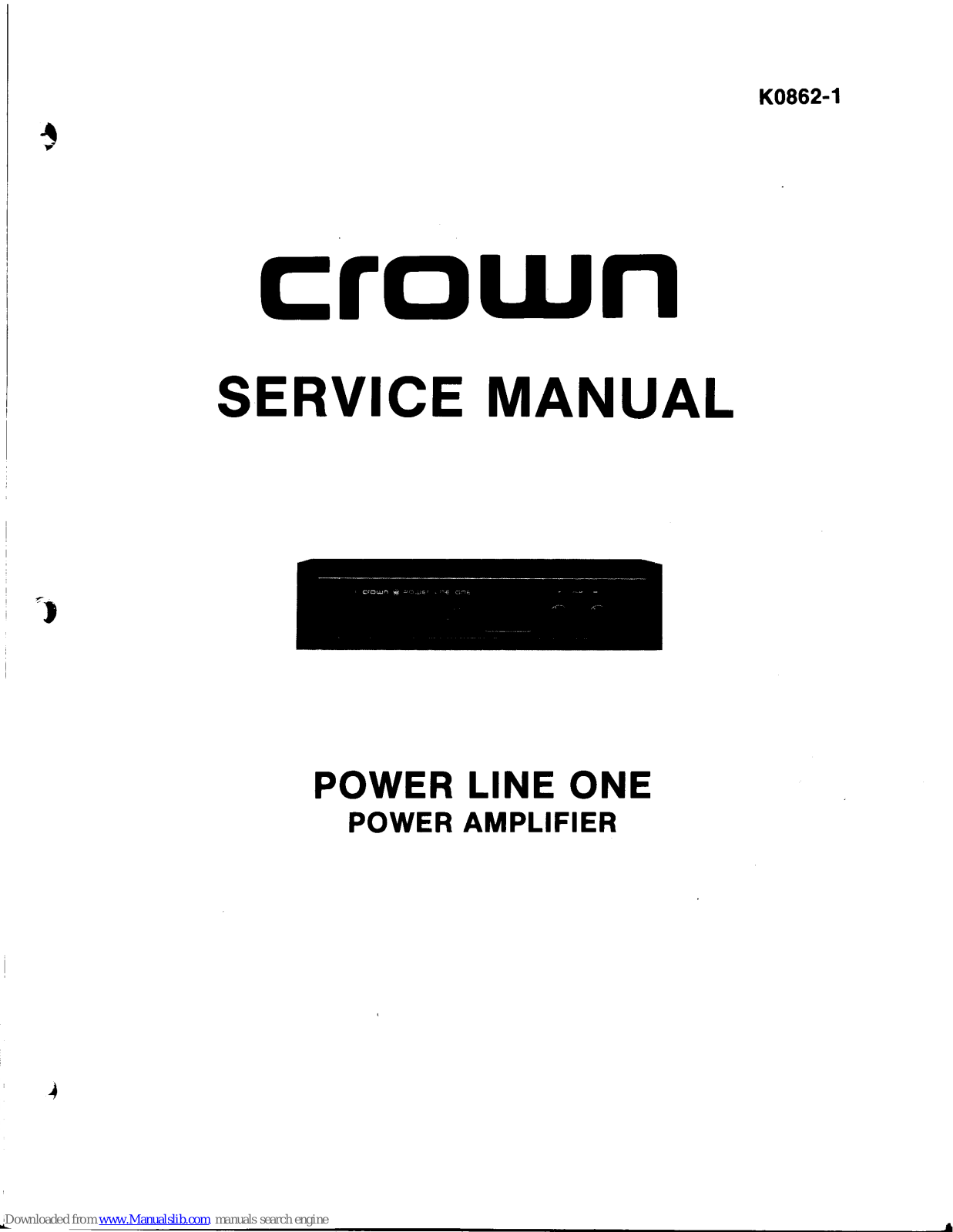 Crown PL-1 Service Manual