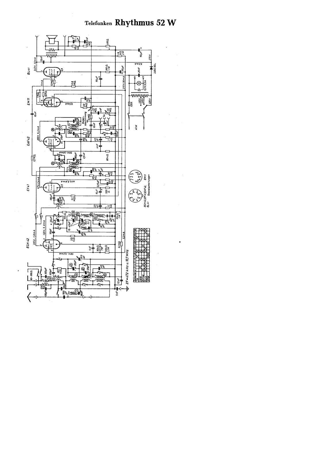 Telefunken Rhythmus-52-W Schematic