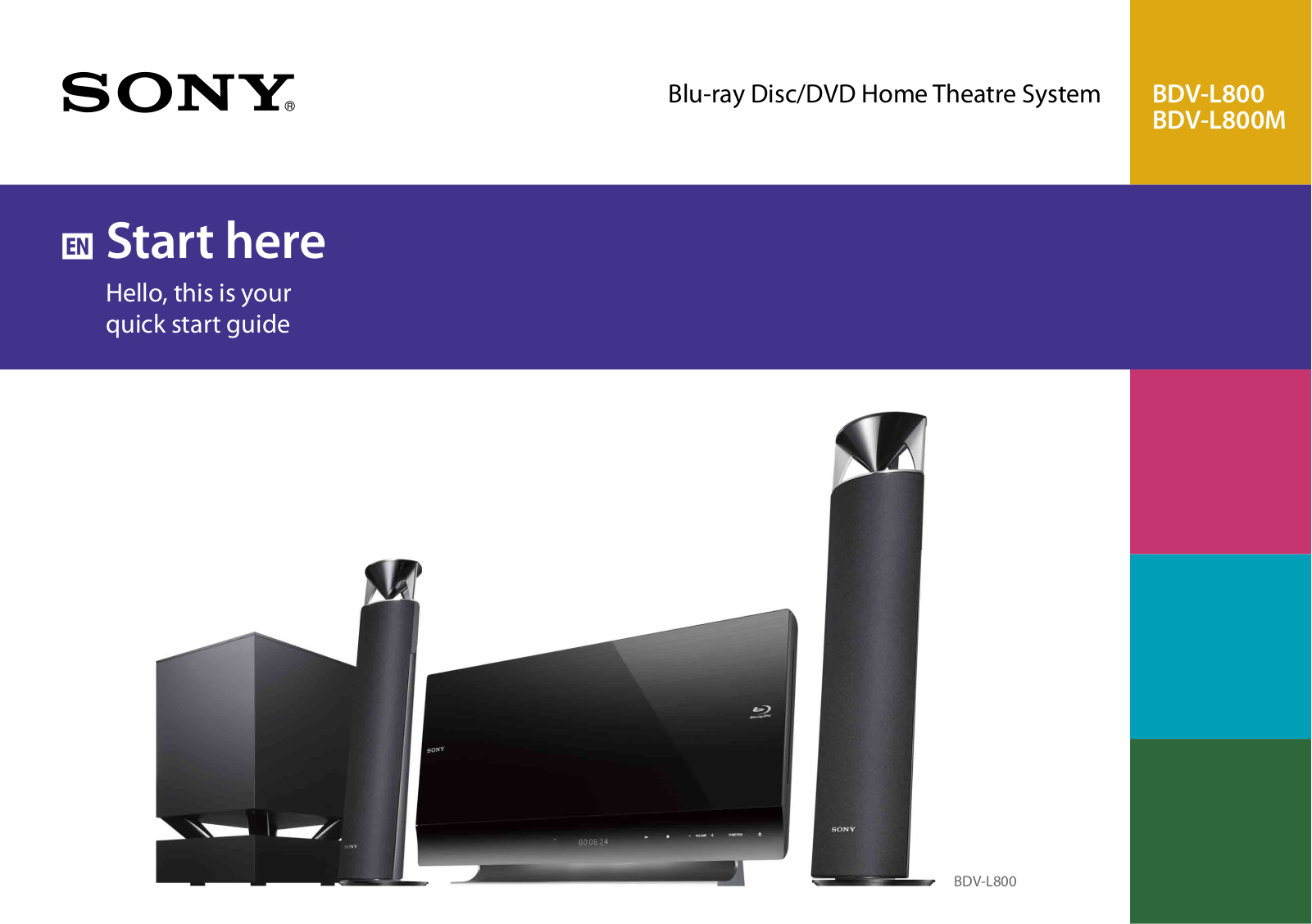 Sony BDV-L800M, BDV-L800 Quick start guide