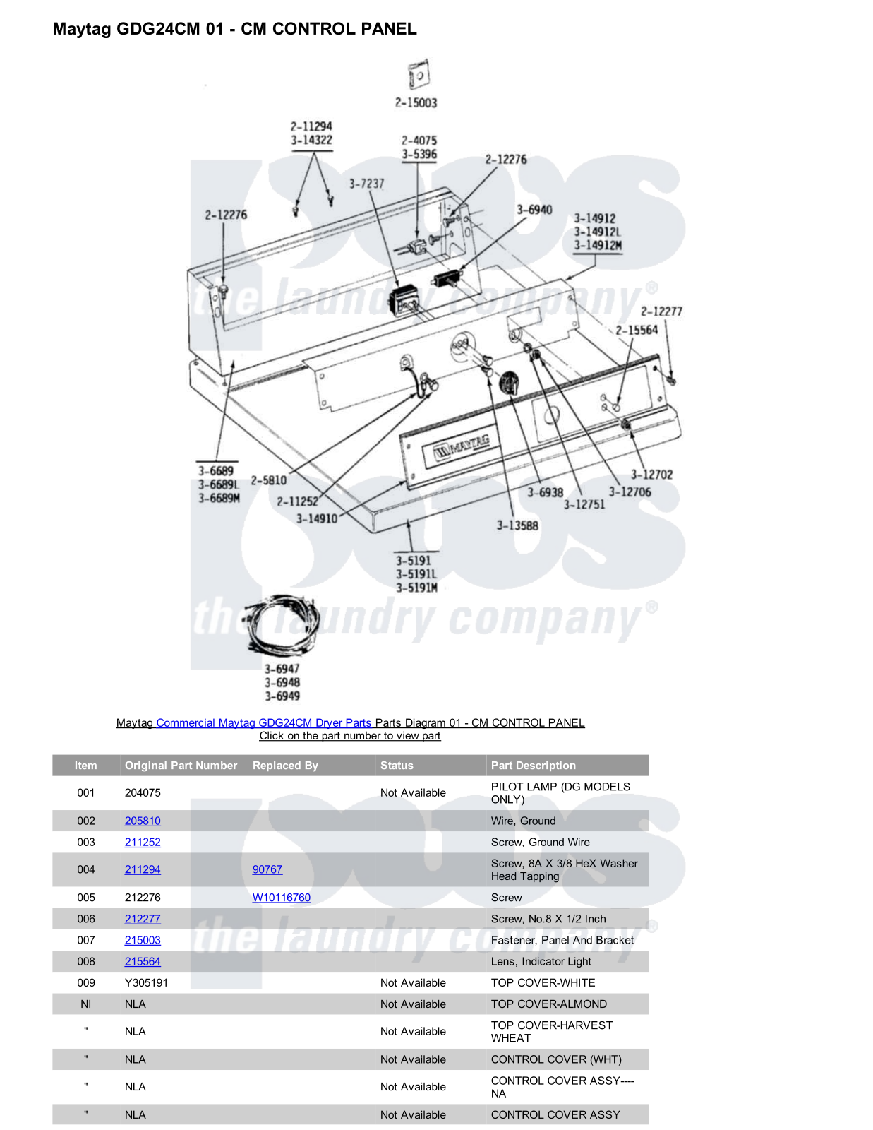 Maytag GDG24CM Parts Diagram