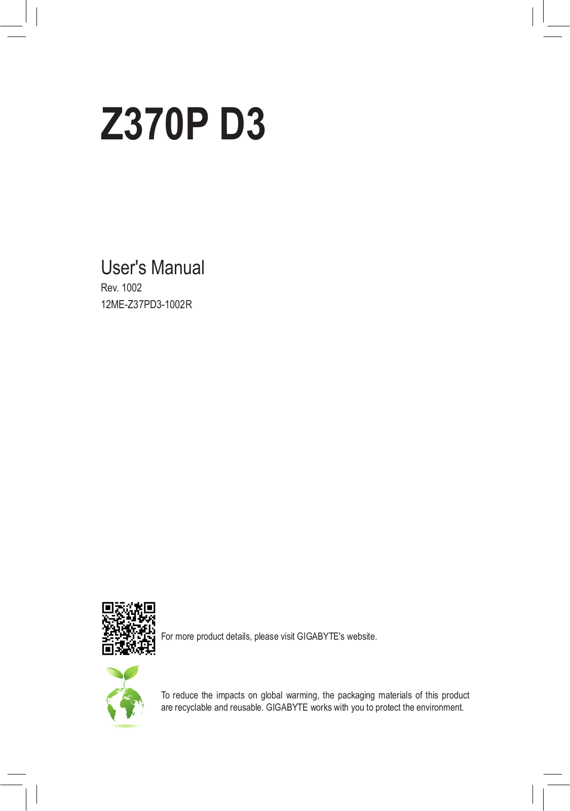 Gigabyte Z370P D3 User Manual