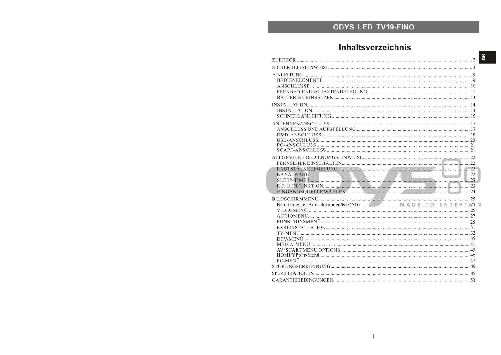 ODYS Fino 19 User Manual