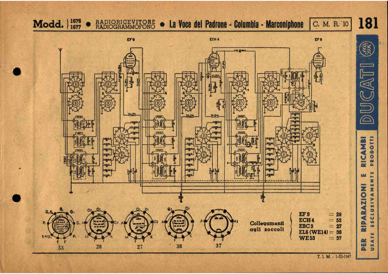 Voce Del Padrone Marconi 1676, 1677rg schematic