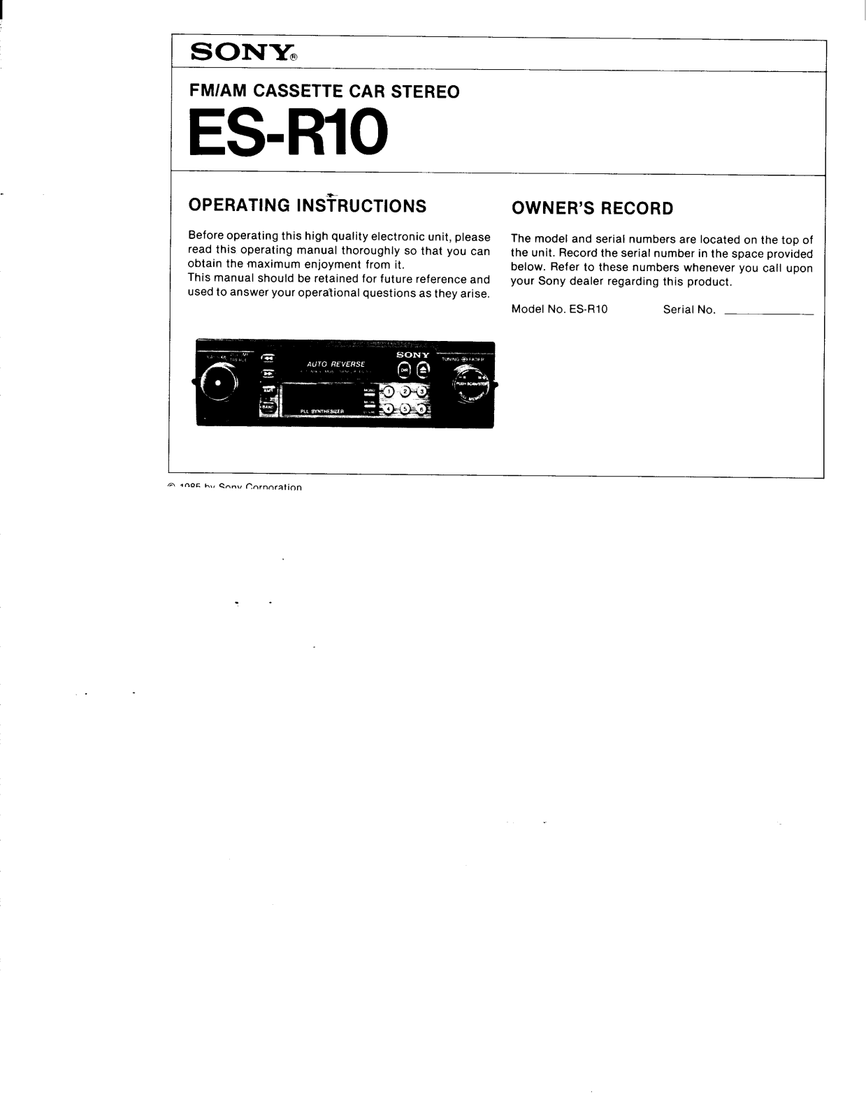 Sony ESR10 Operating Manual